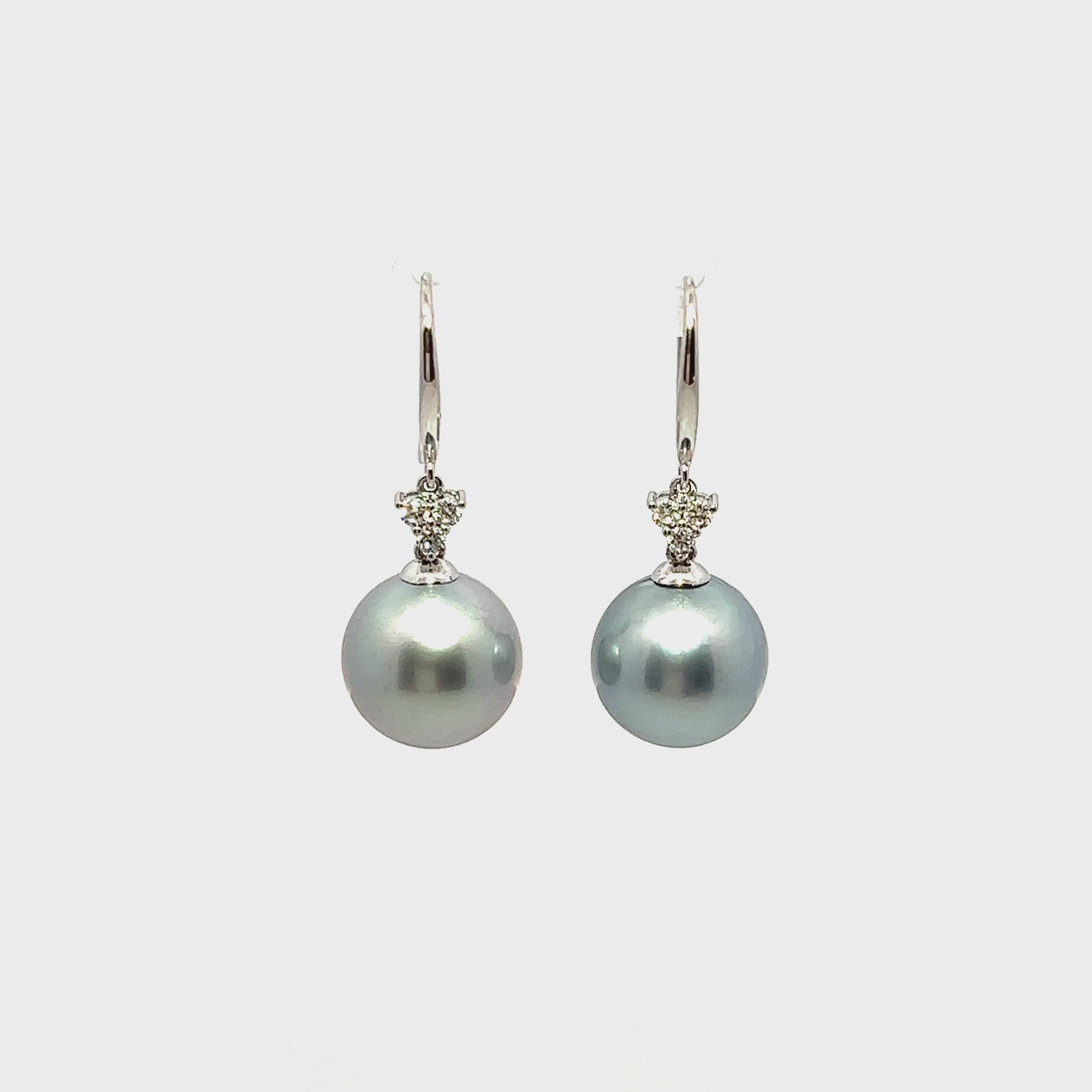 Tahitian South Sea Pearl and Diamond Earrings