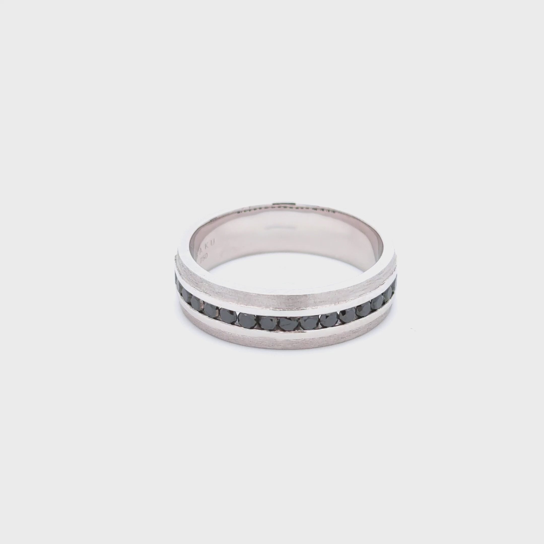 Black Diamond Channel Set Wedding Band Ring