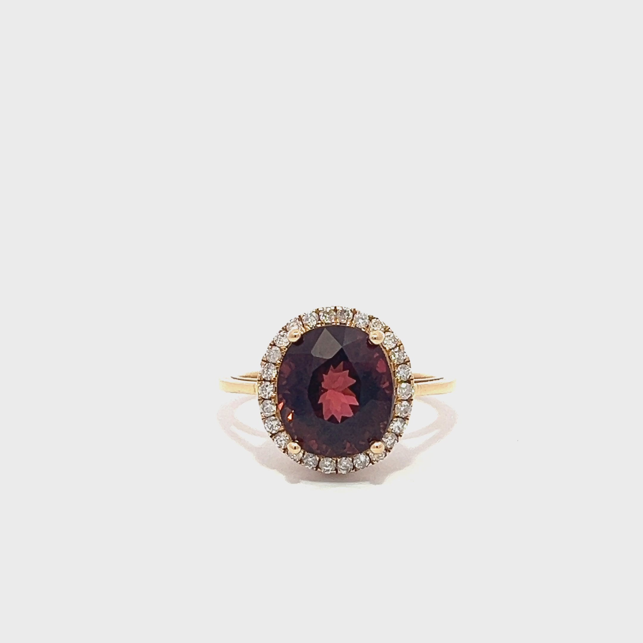 Pink Tourmaline and Diamond Oval Ring