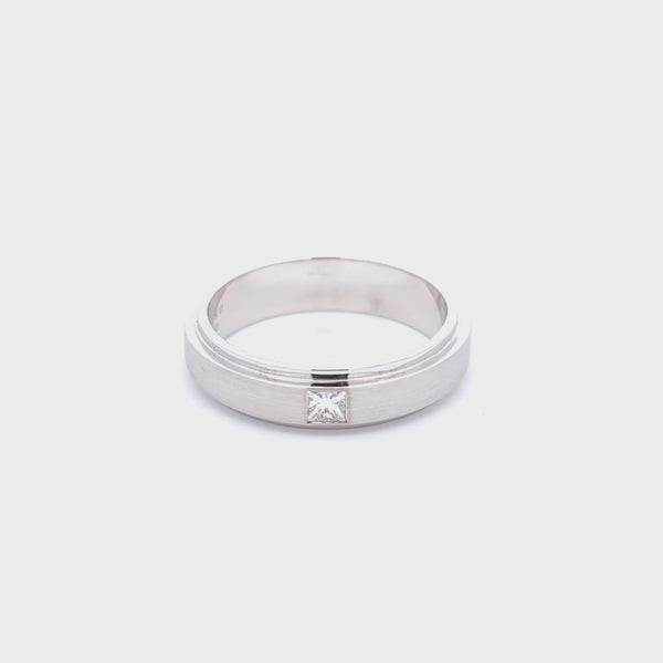 Single Square Diamond Wedding Band Ring