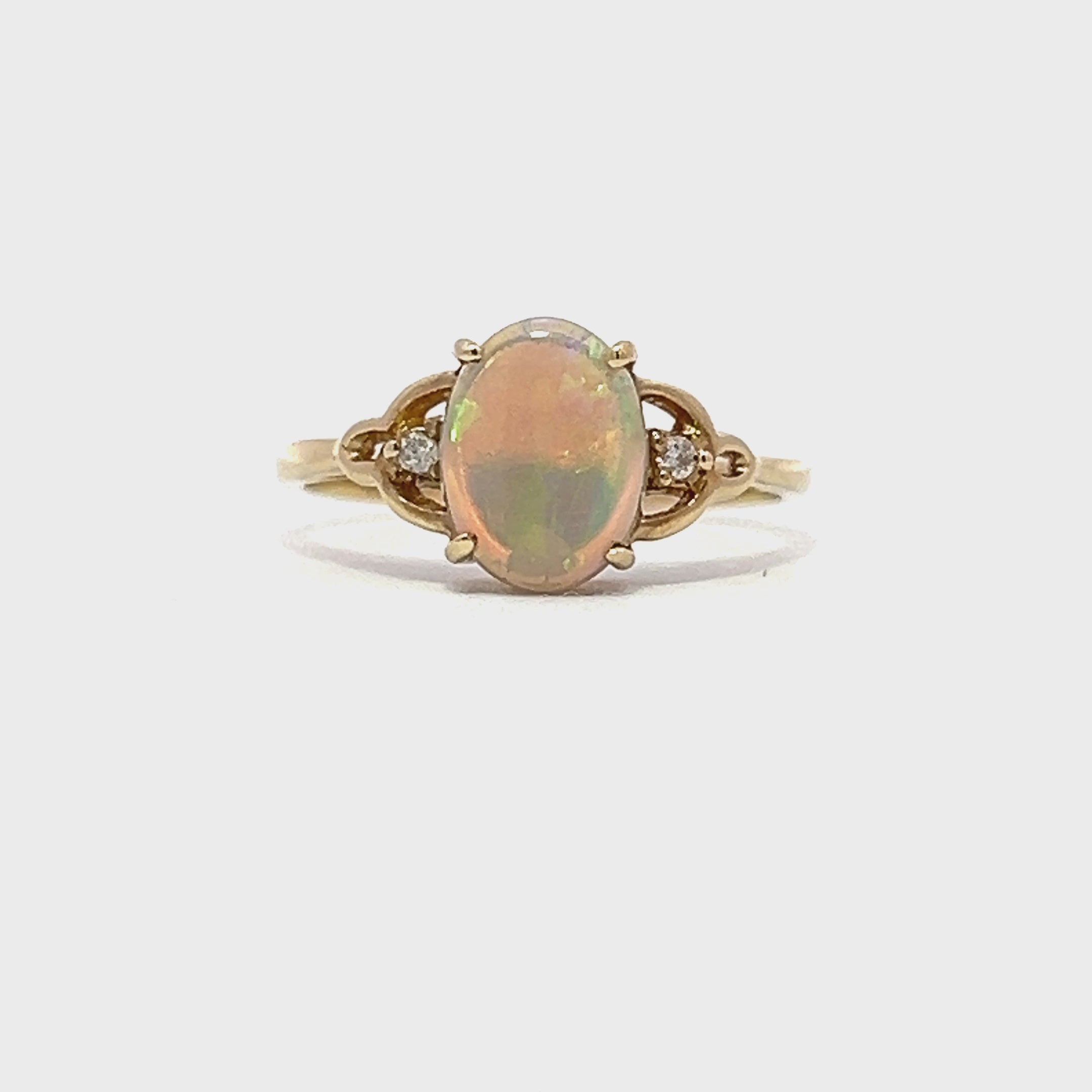 White Opal Diamond Ring