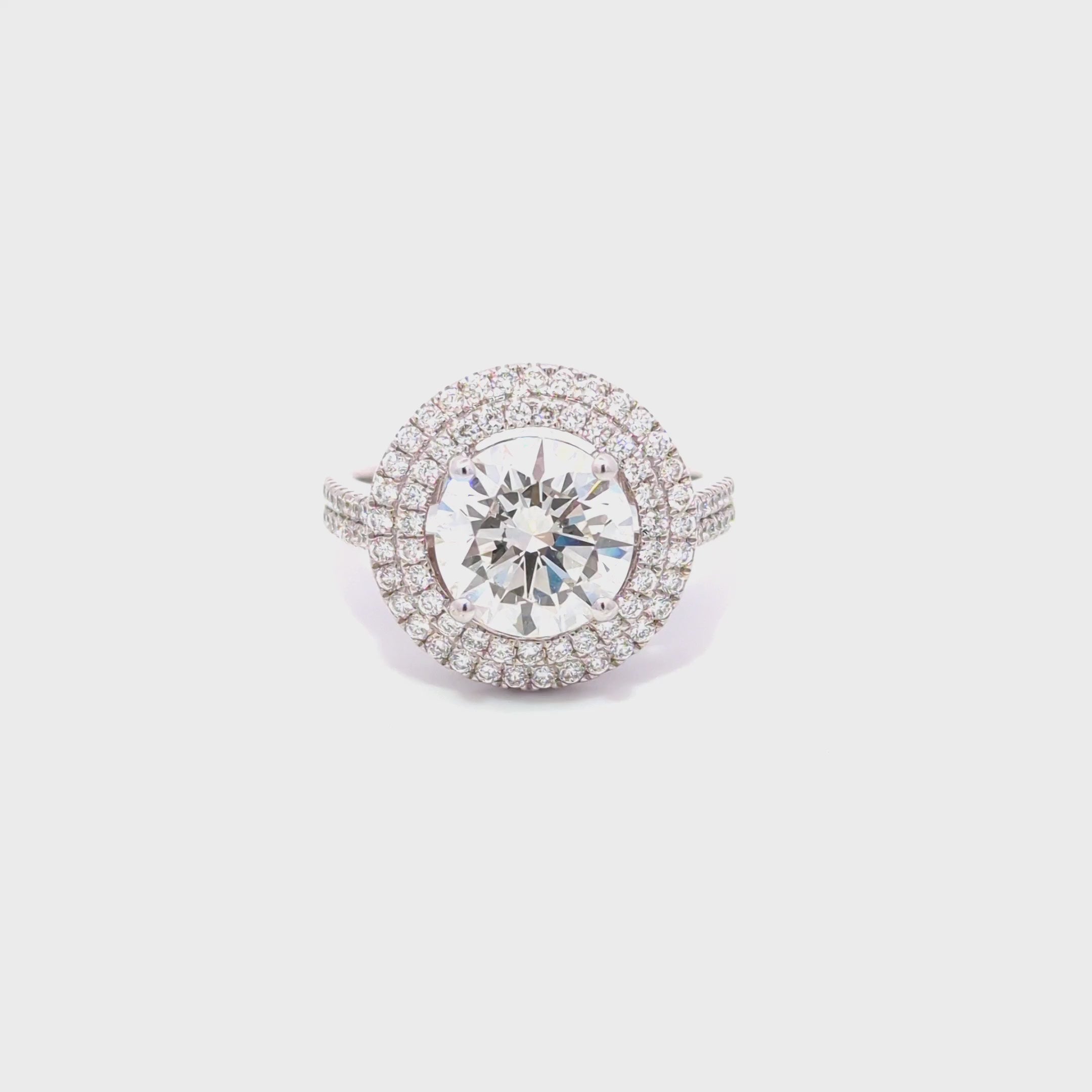 3.85Ct Sparkling Round Diamond with Double Halo Diamonds Engagement Ring