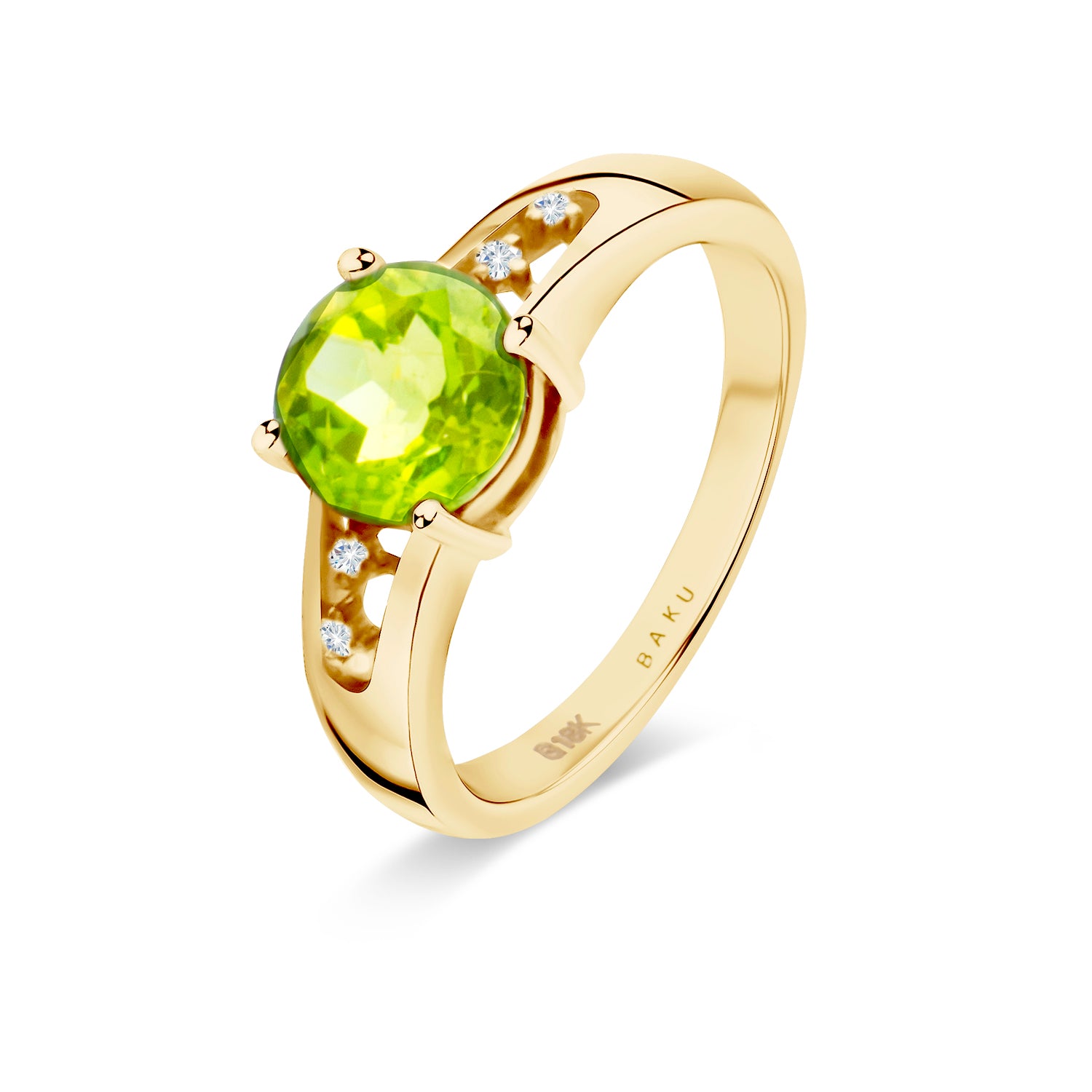 Peridot Diamond Round Ring