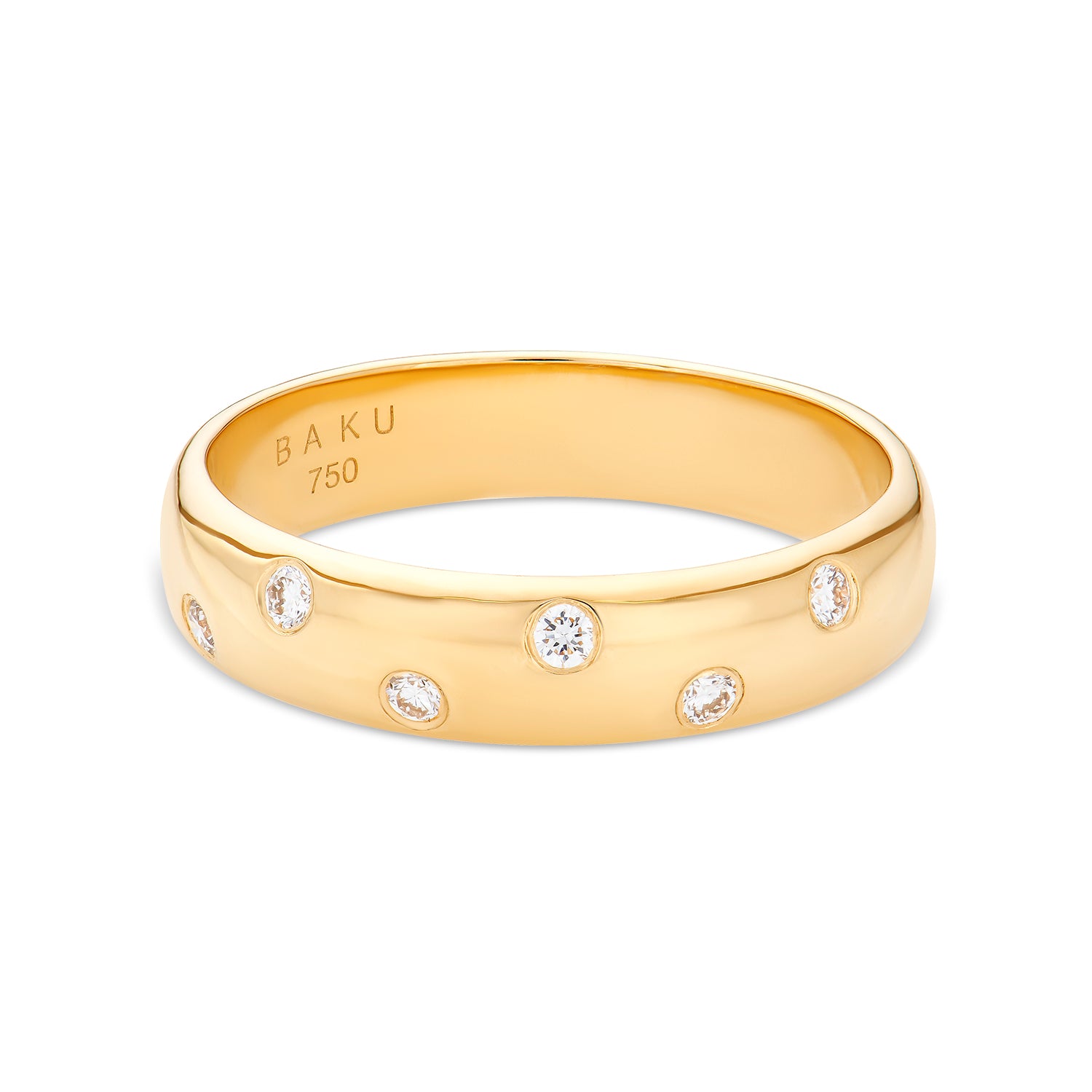 Six Round Diamond Zig Zag Wedding Band Ring