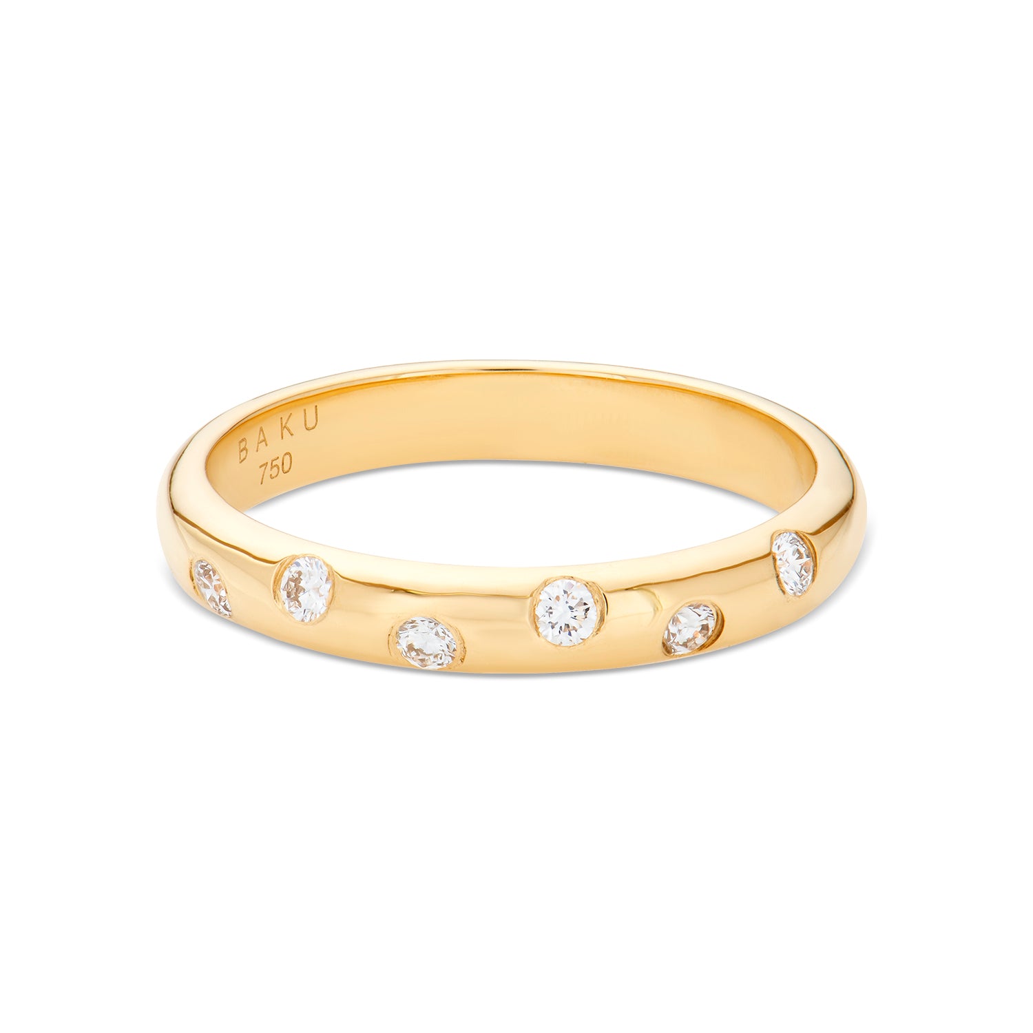 Six Round Diamond Zig Zag Women Wedding Band Ring