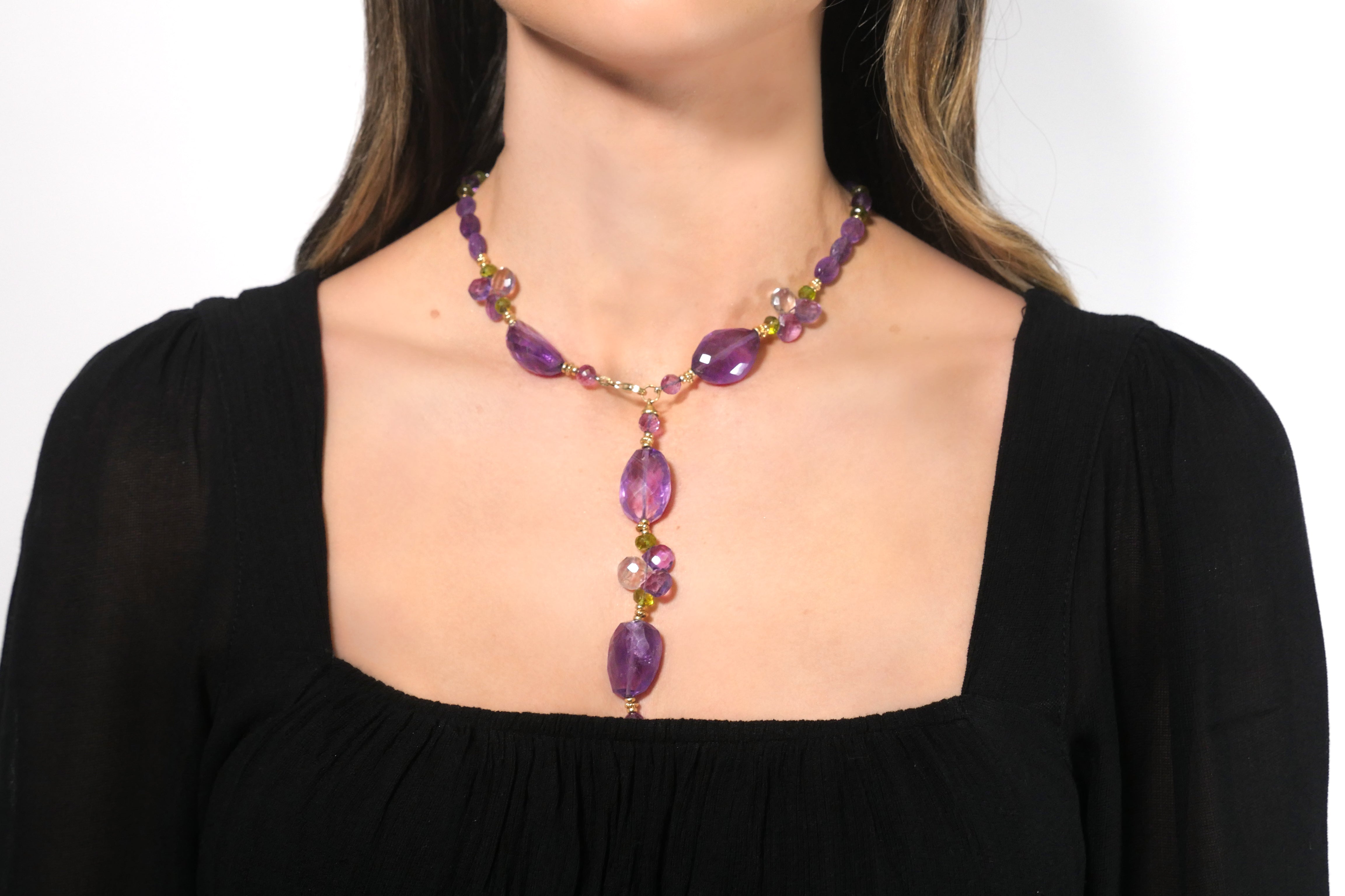 Amethyst Irregular Peridot Necklace