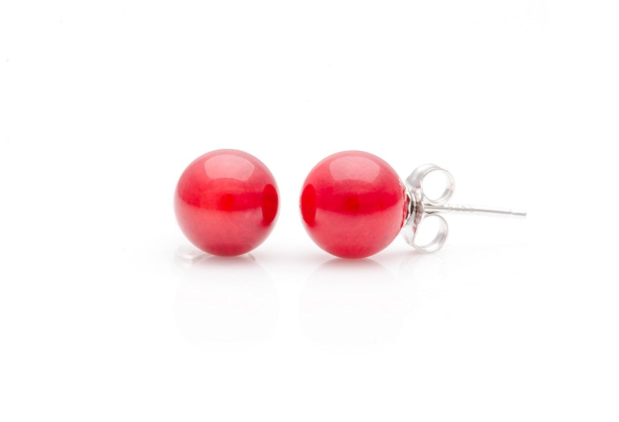Coral Ball Stud Earrings