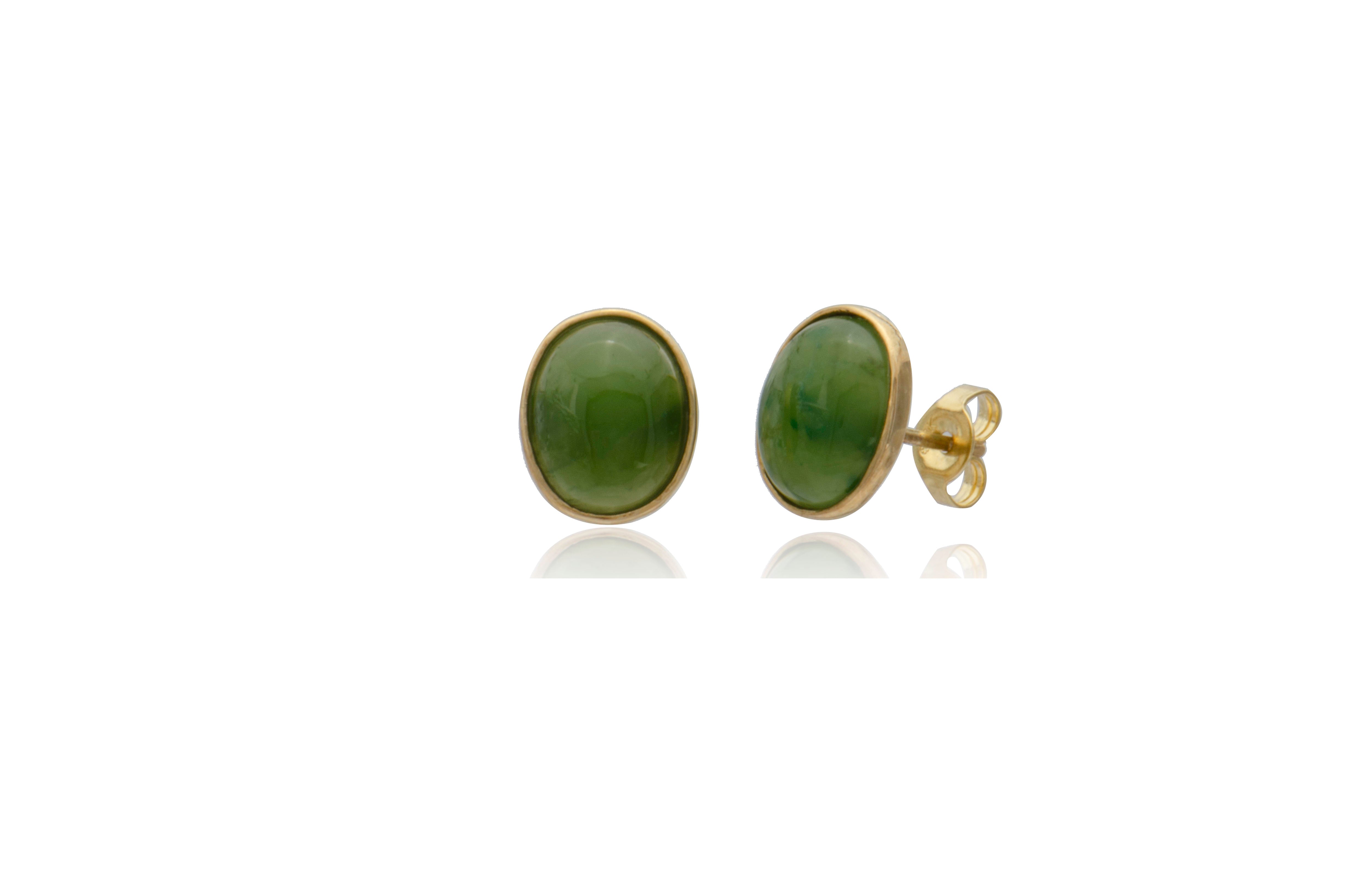 Jade Oval Stud Earrings