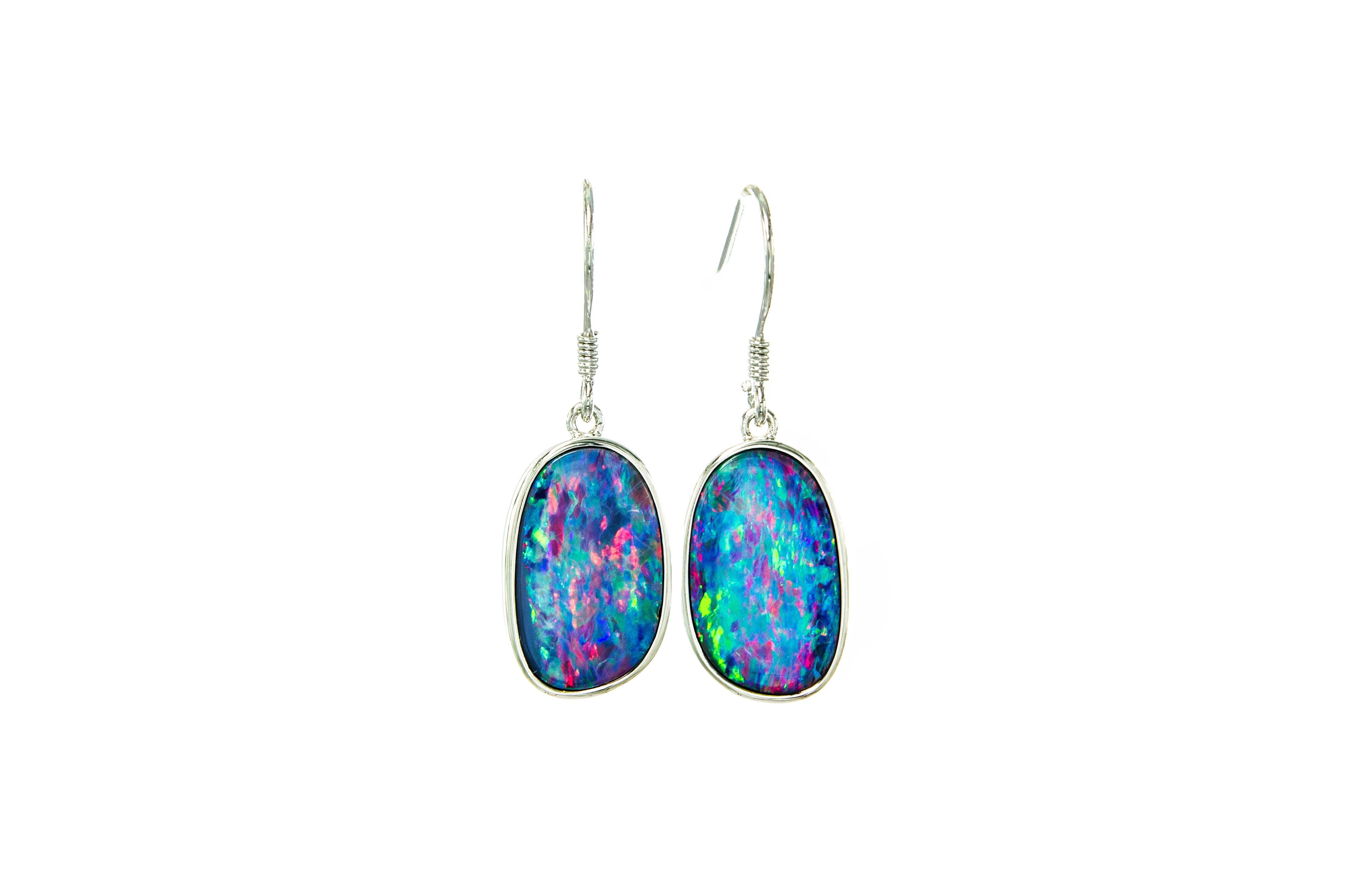 Doublet Opal Hook Earrings