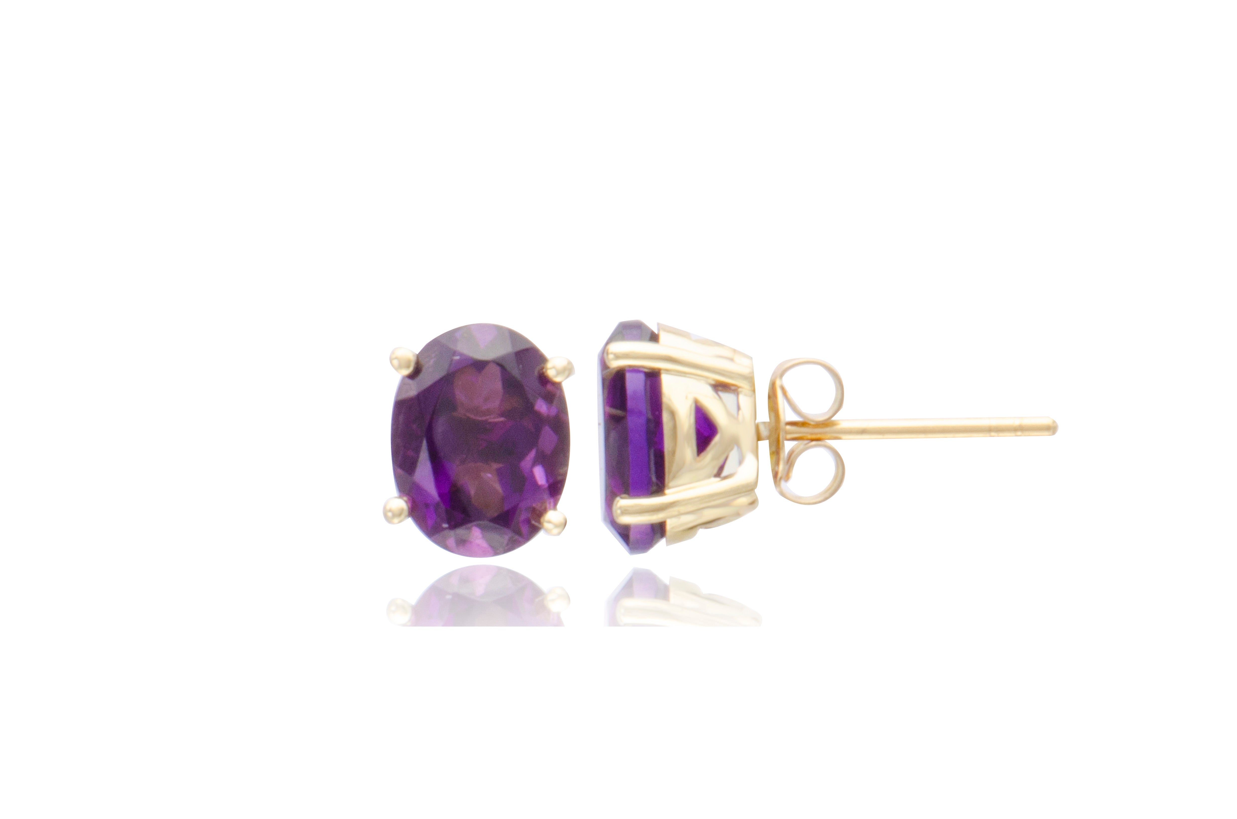 Amethyst Oval Stud Earrings