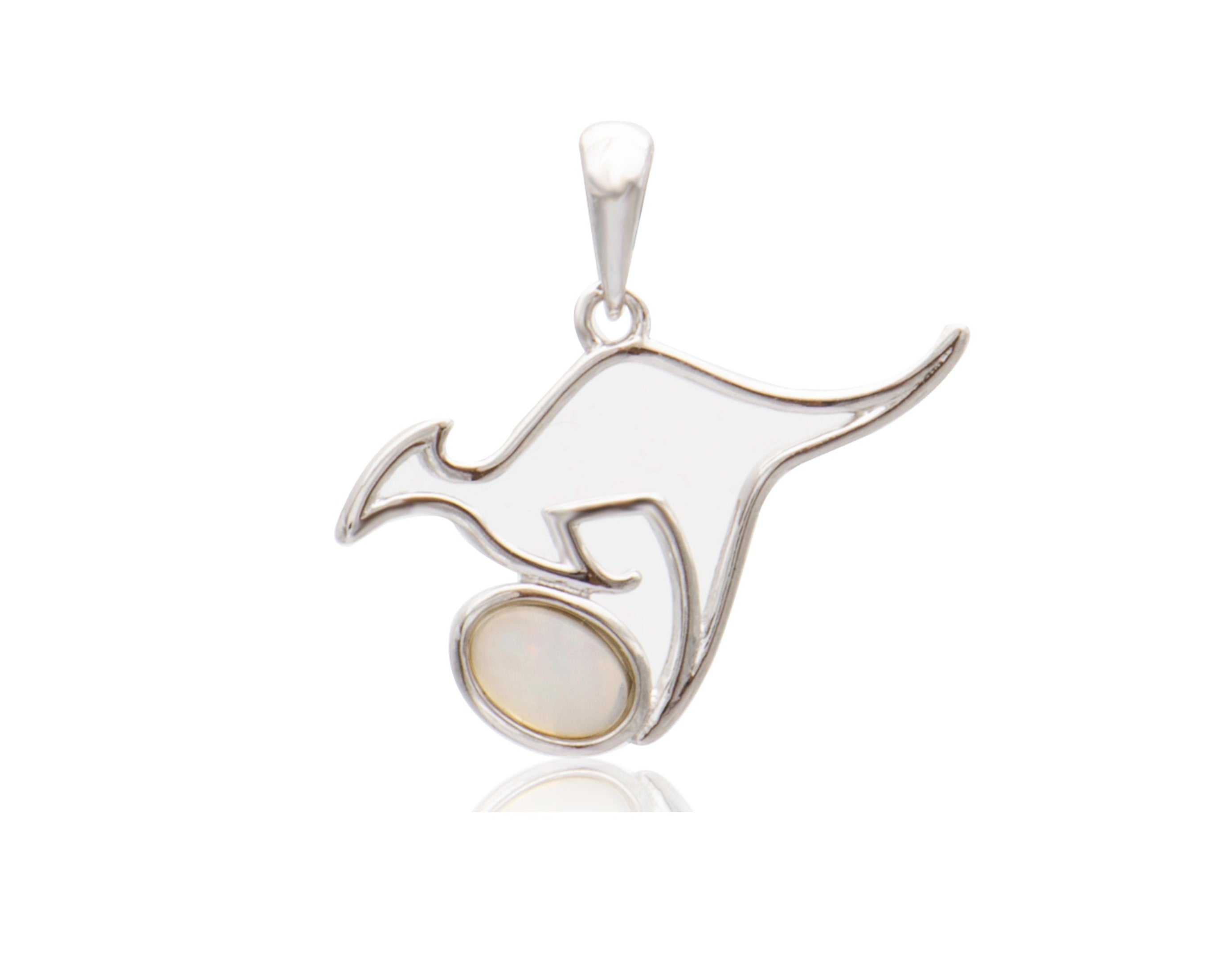 White Opal Kangaroo Pendant