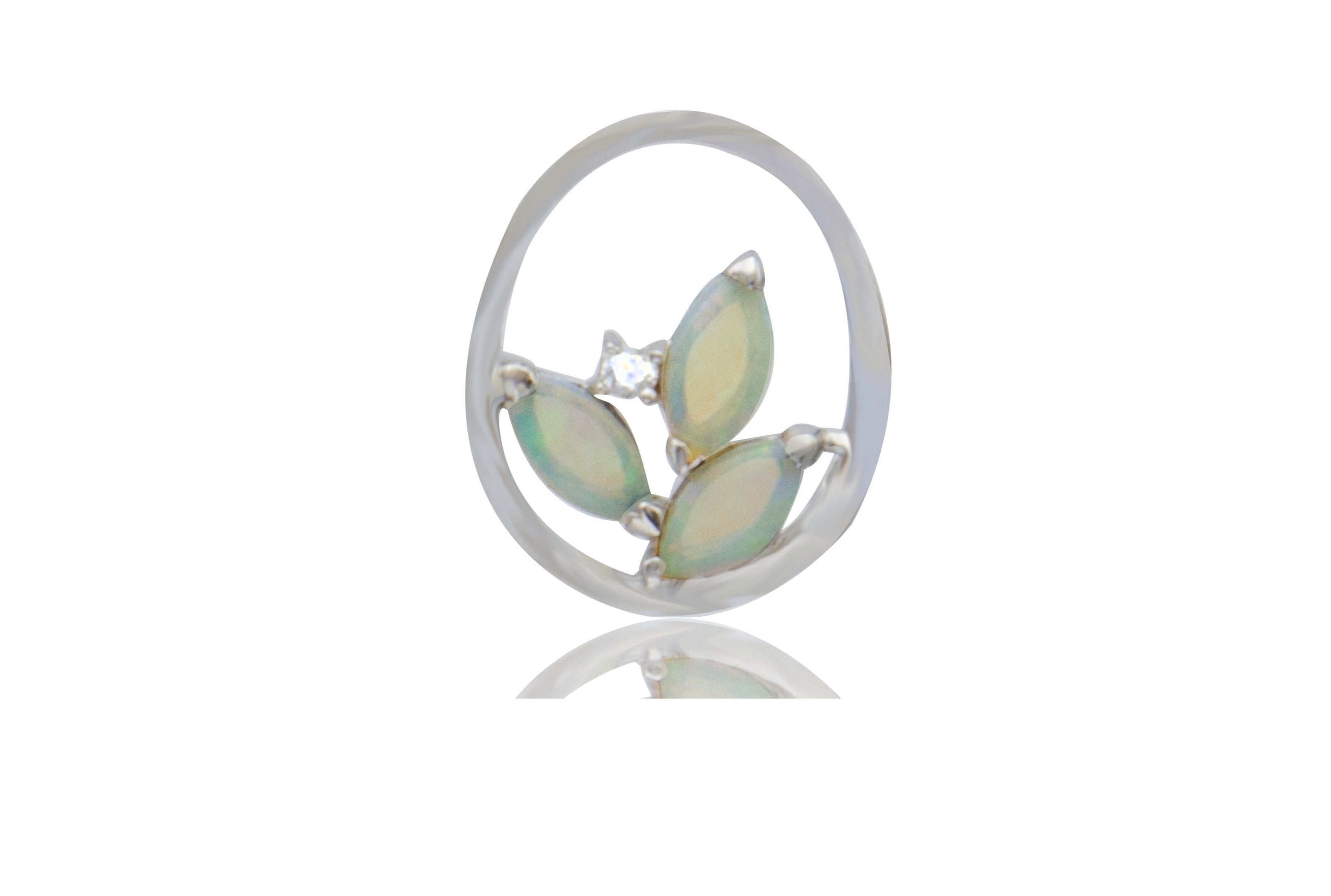 White Opal Cubic Zirconia Pendant