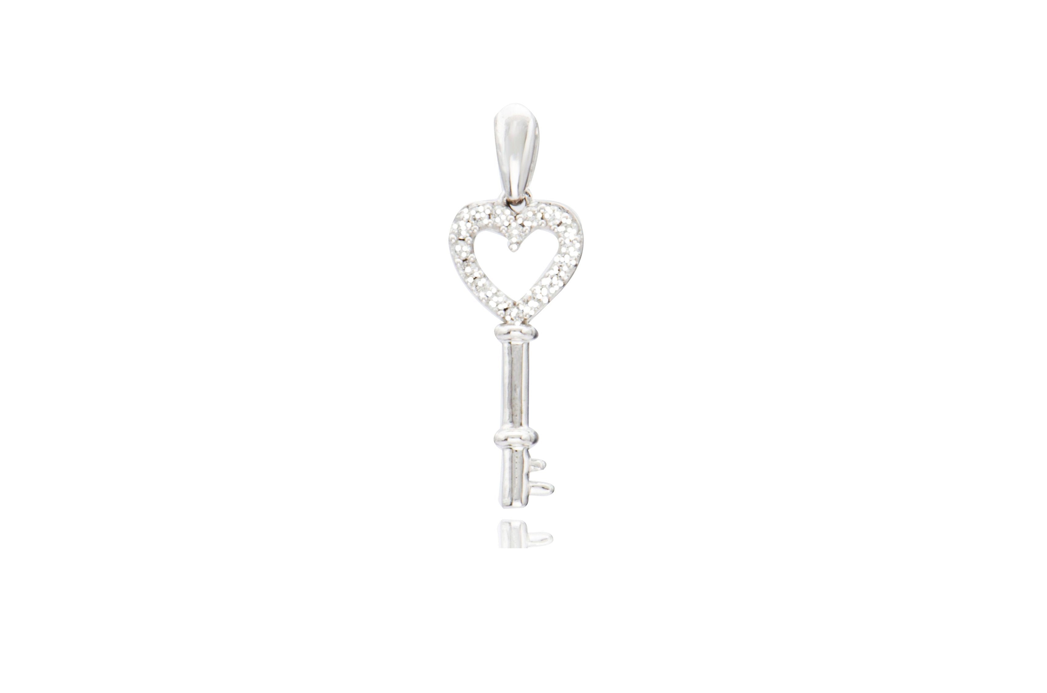 Diamond Heart Key Pendant