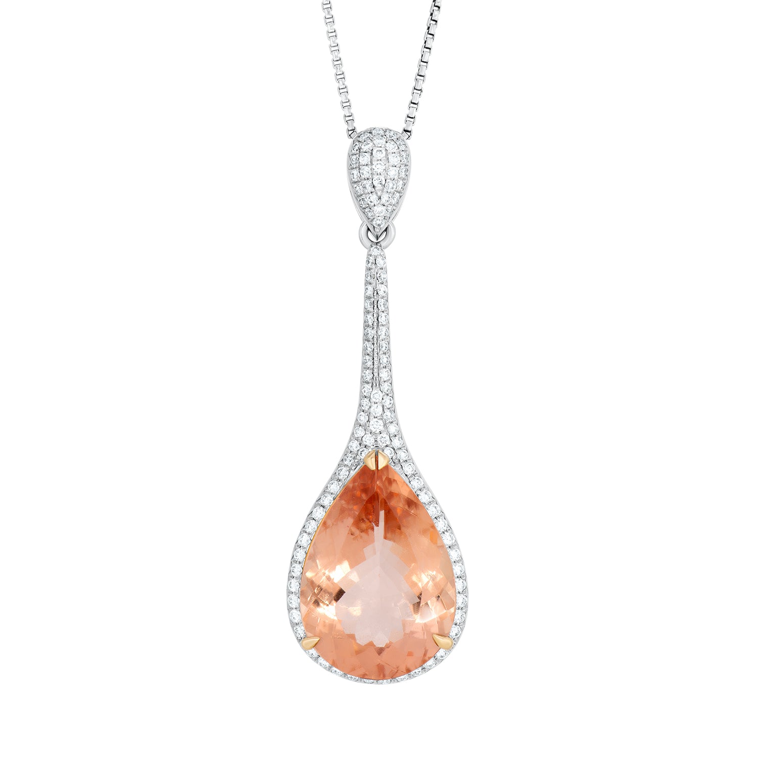 Morganite Diamond Teardrop Pendant