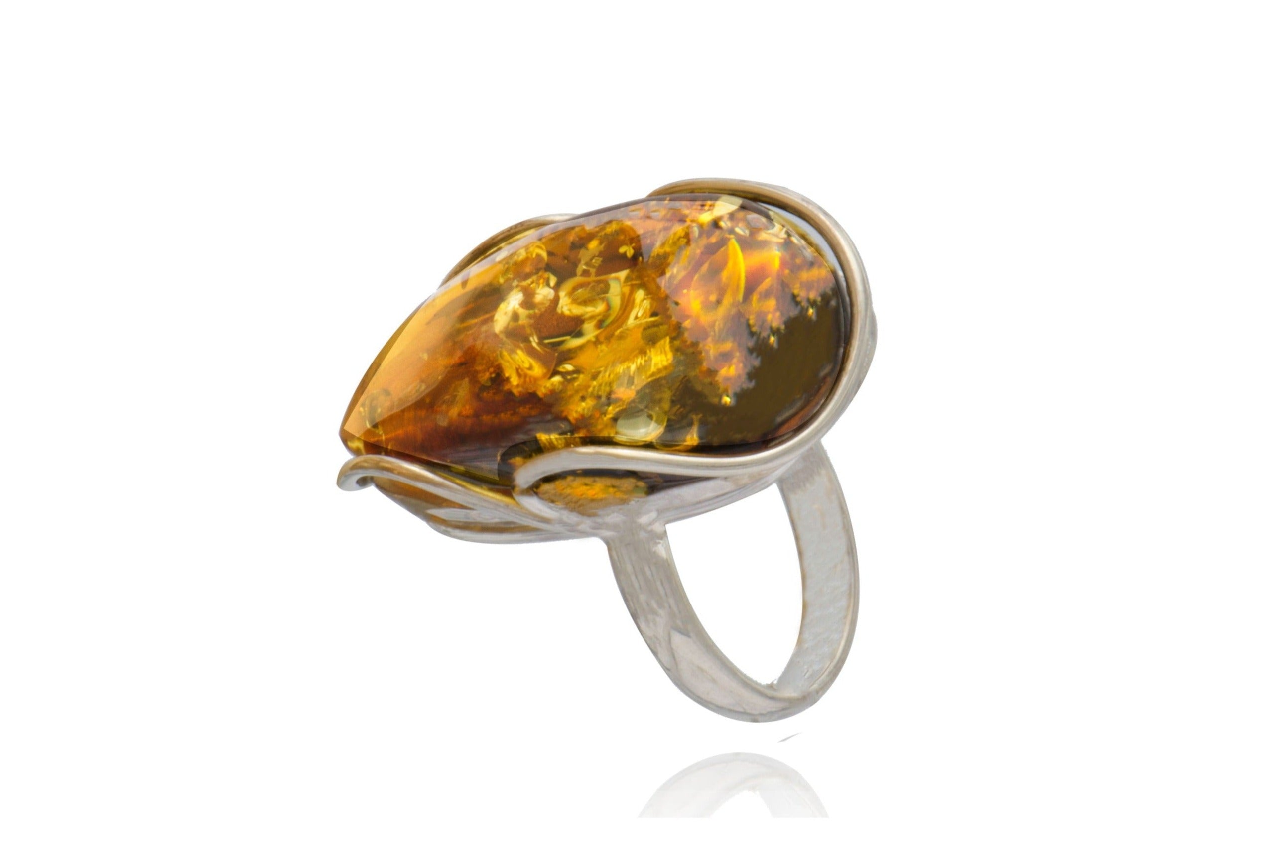 Sterling Silver Amber Ring