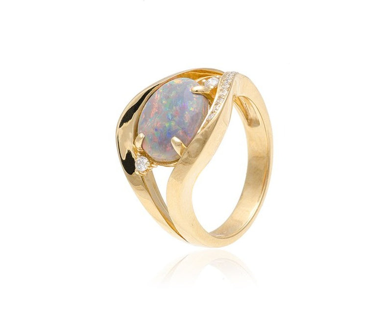 Black Opal Diamond Oval Ring
