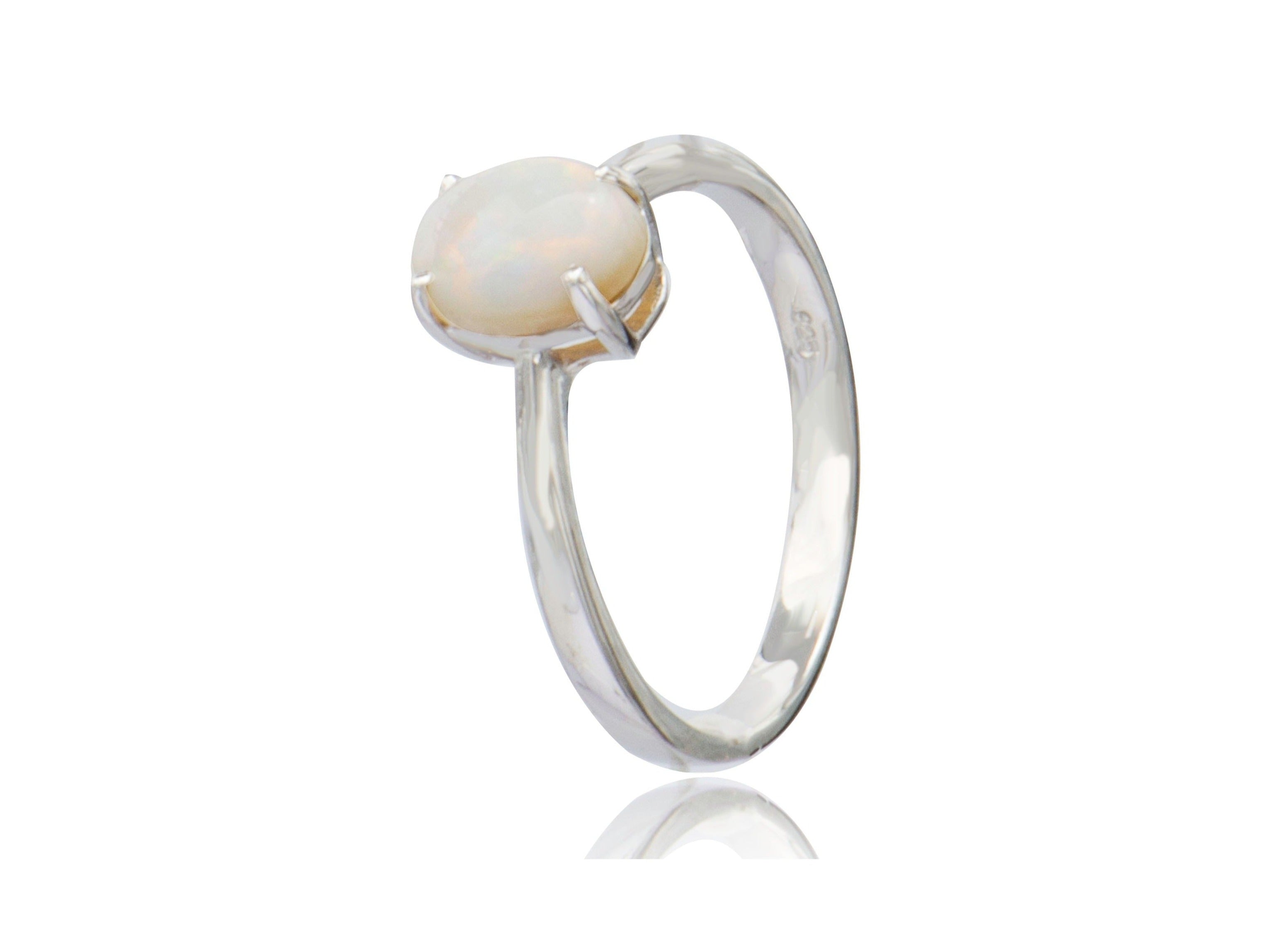 Australian White Opal Oval Ring