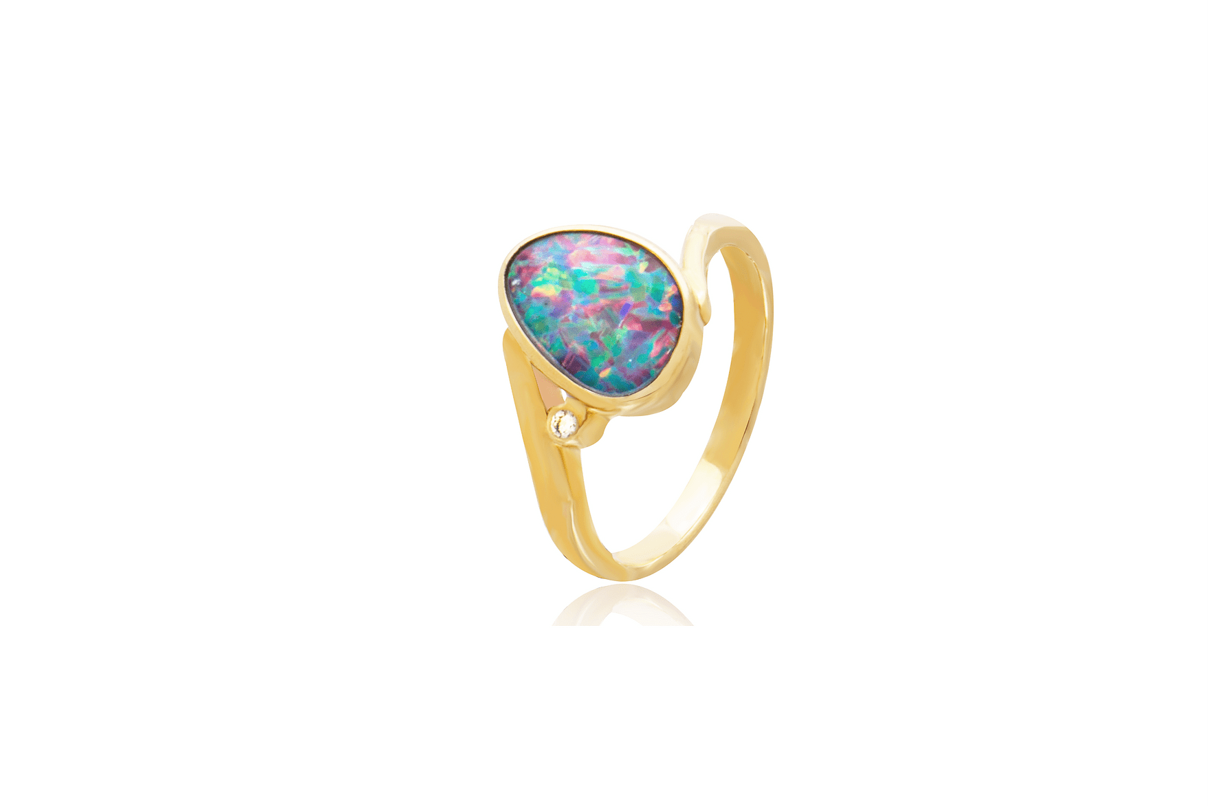 Opal Doublet Diamond Ring