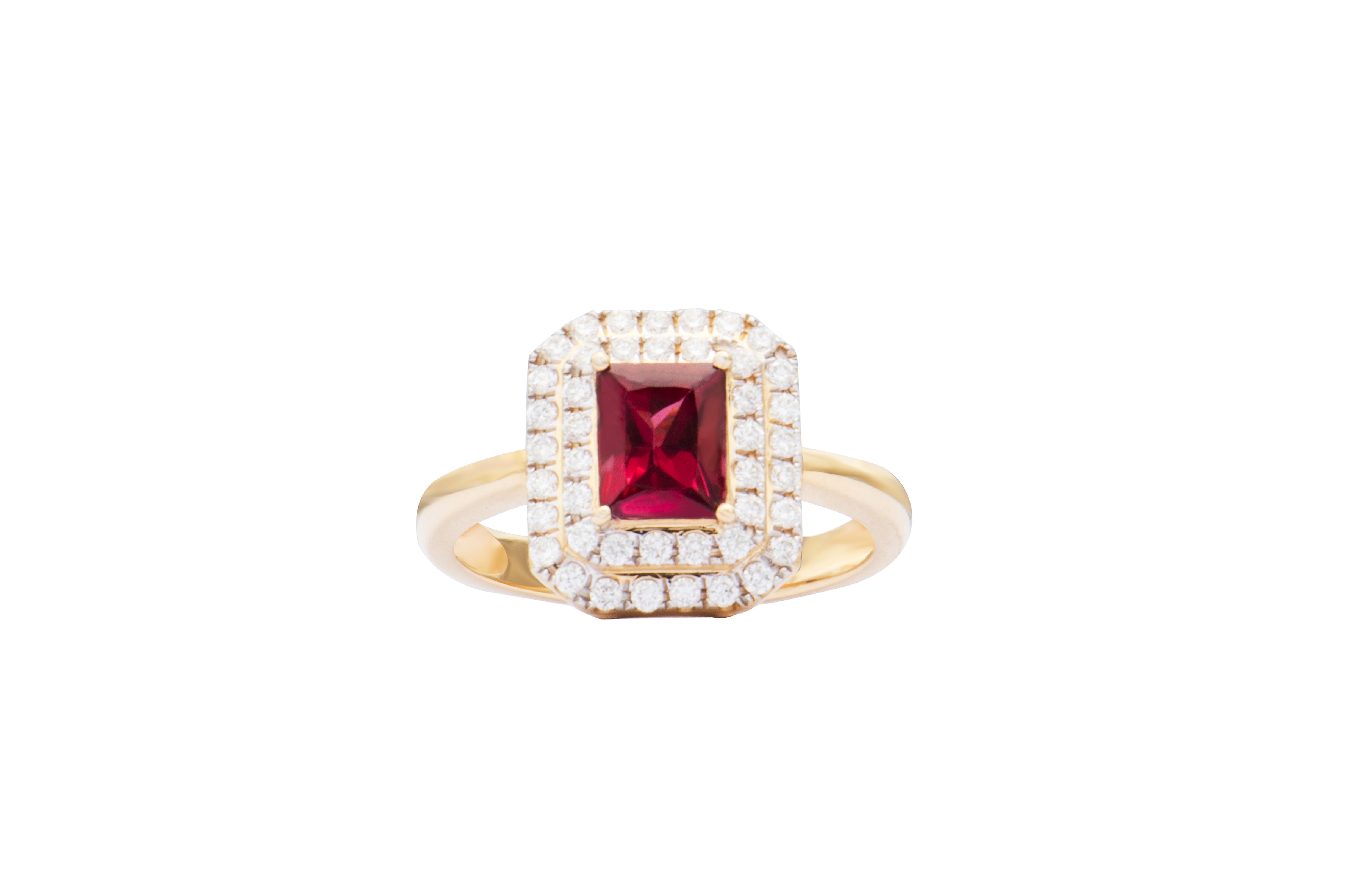 18K Yellow Gold Spinel Diamond Ring