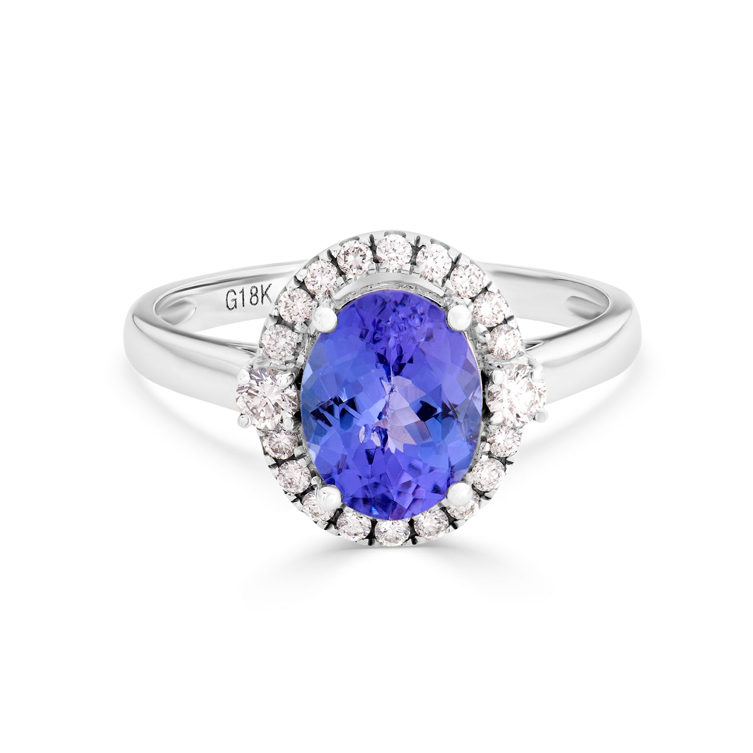 Tanzanite Diamond Halo Ring