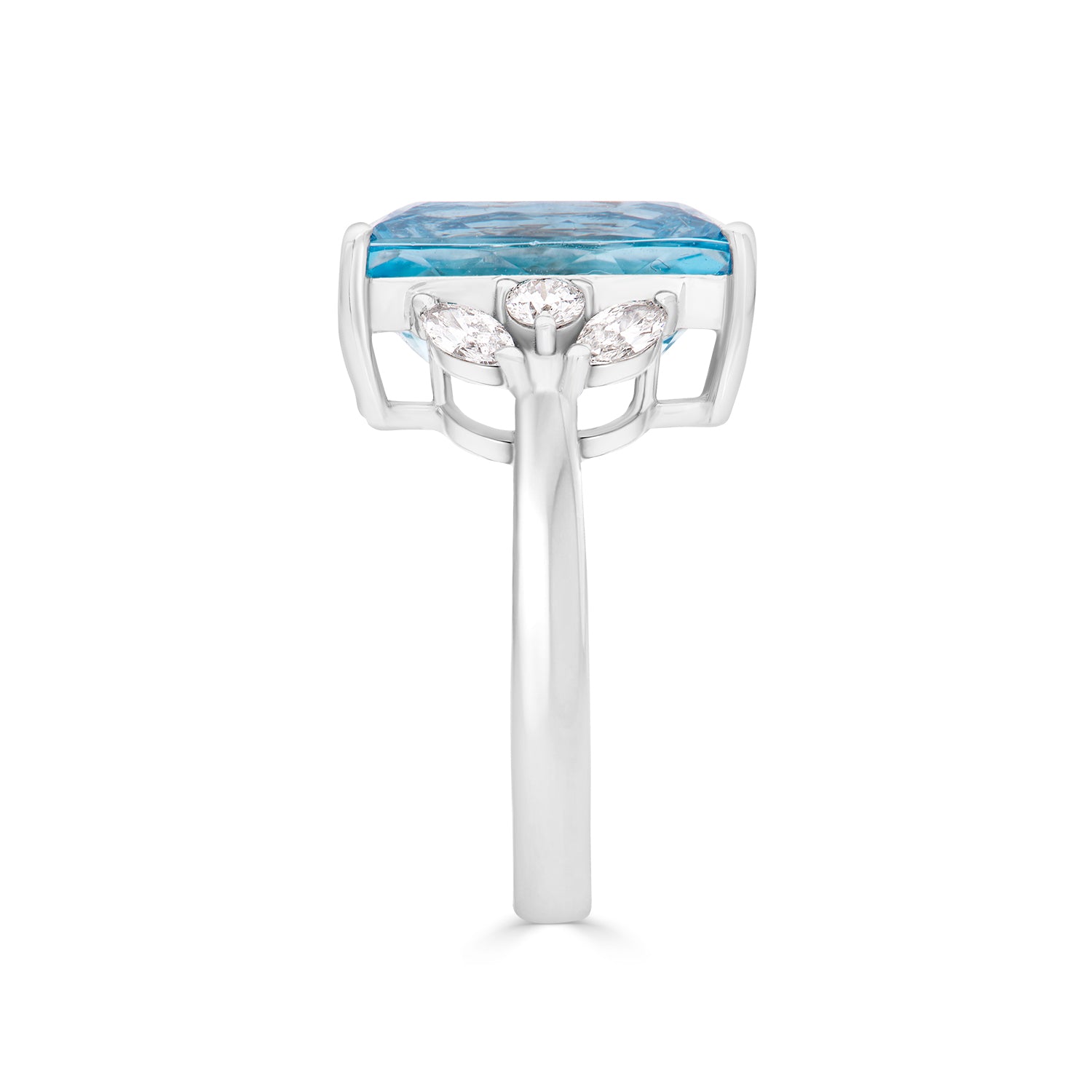 6.45Ct Aquamarine Six Diamond Ring
