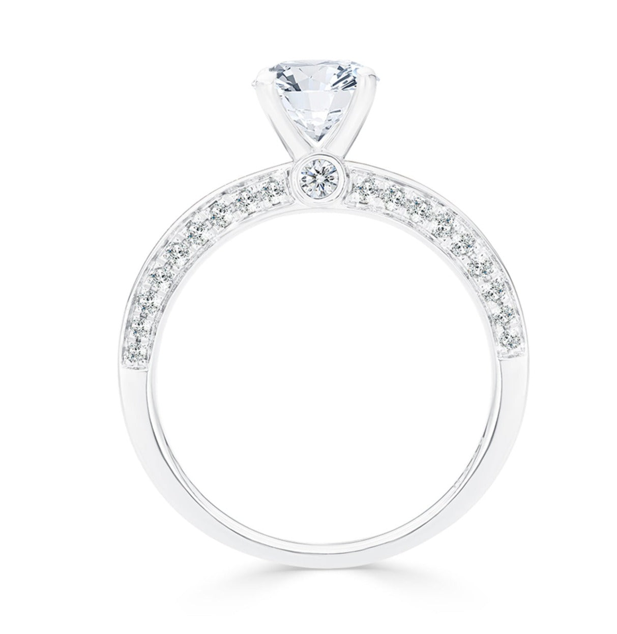 1.42Ct Classic Round Diamond Solitaire with Side Accents Engagement Ring