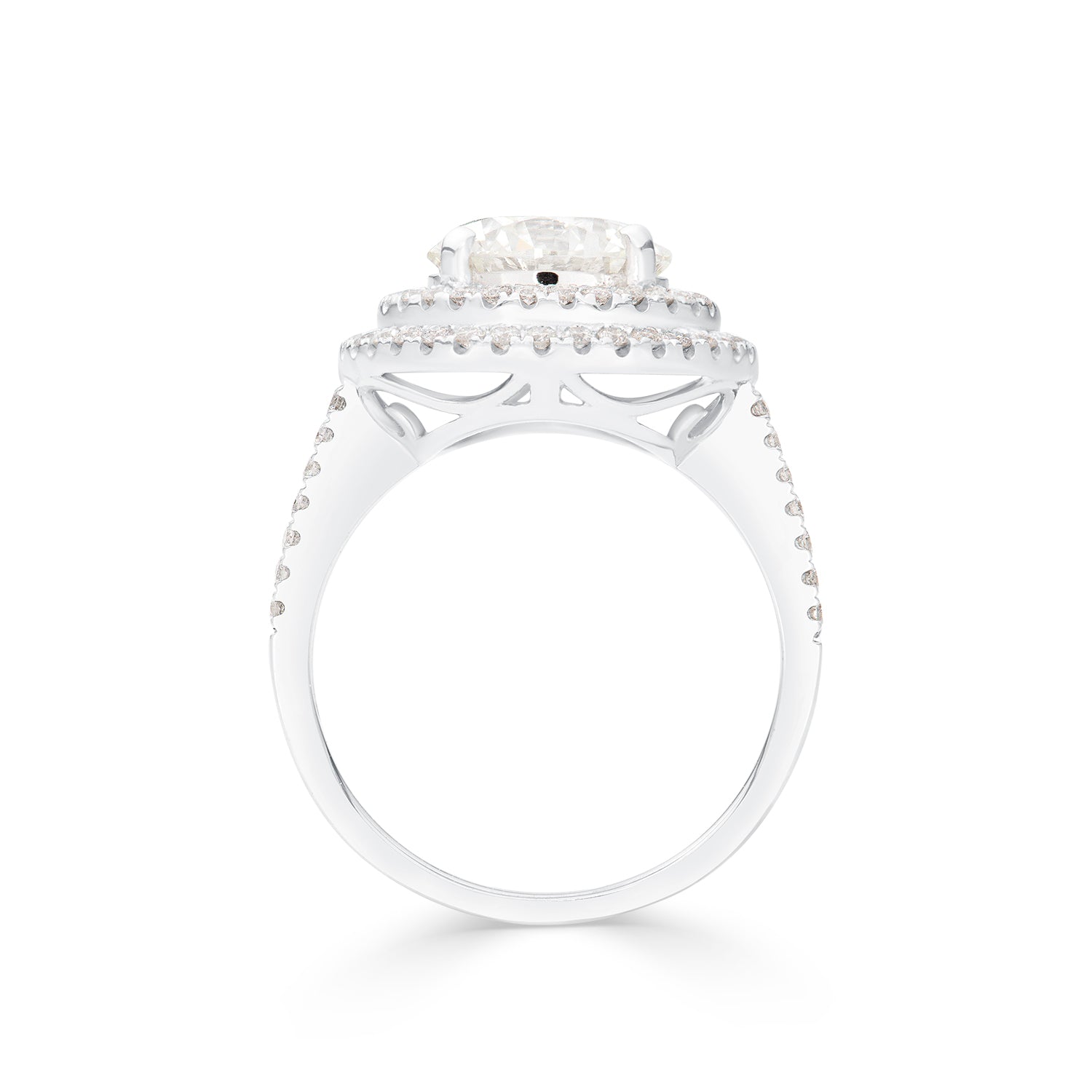 3.85Ct Sparkling Round Diamond with Double Halo Diamonds Engagement Ring