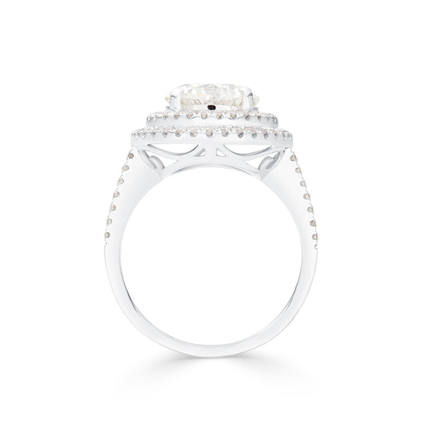3.85Ct Sparkling Round Diamond with Double Halo Diamonds Engagement Ring