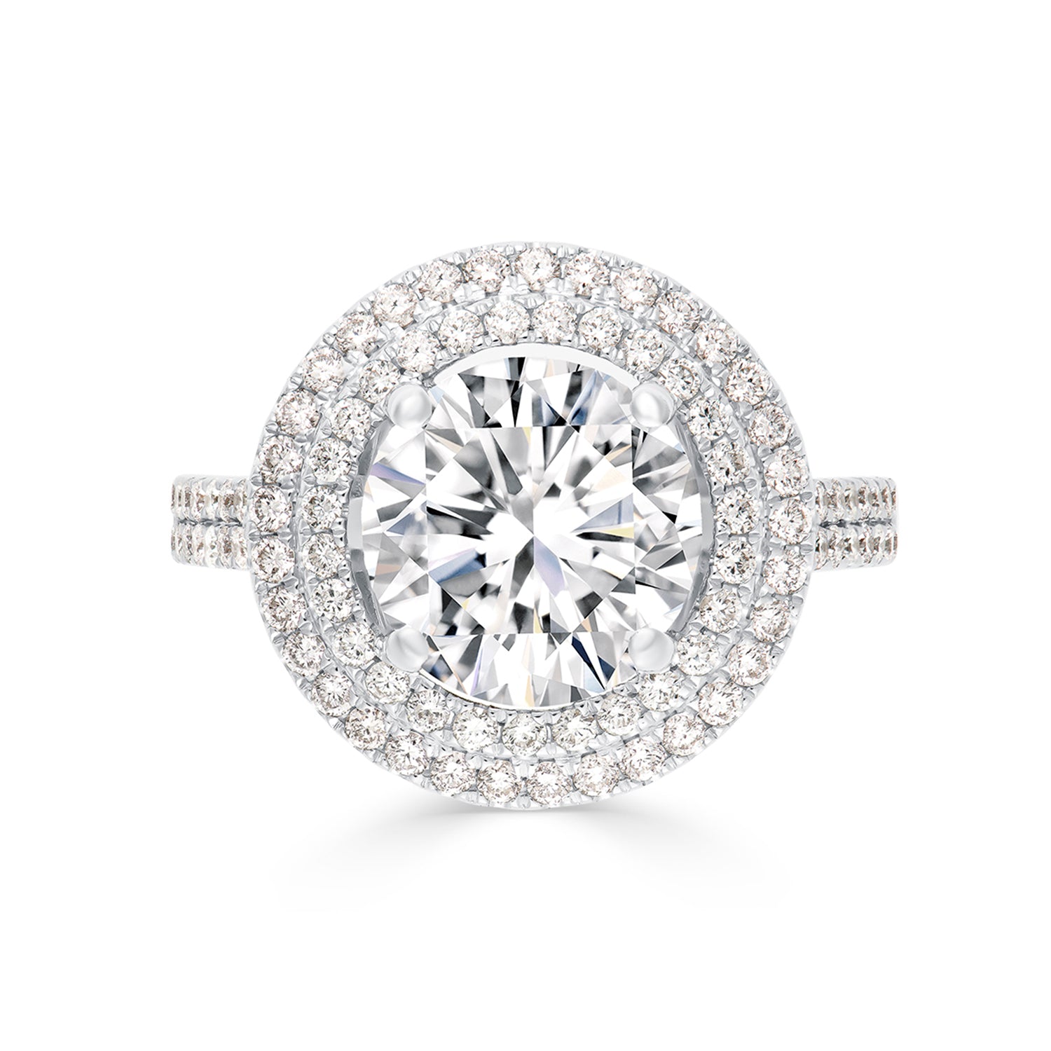 3.85Ct Sparkling Round Diamond with Double Halo Diamonds Engagement Ring