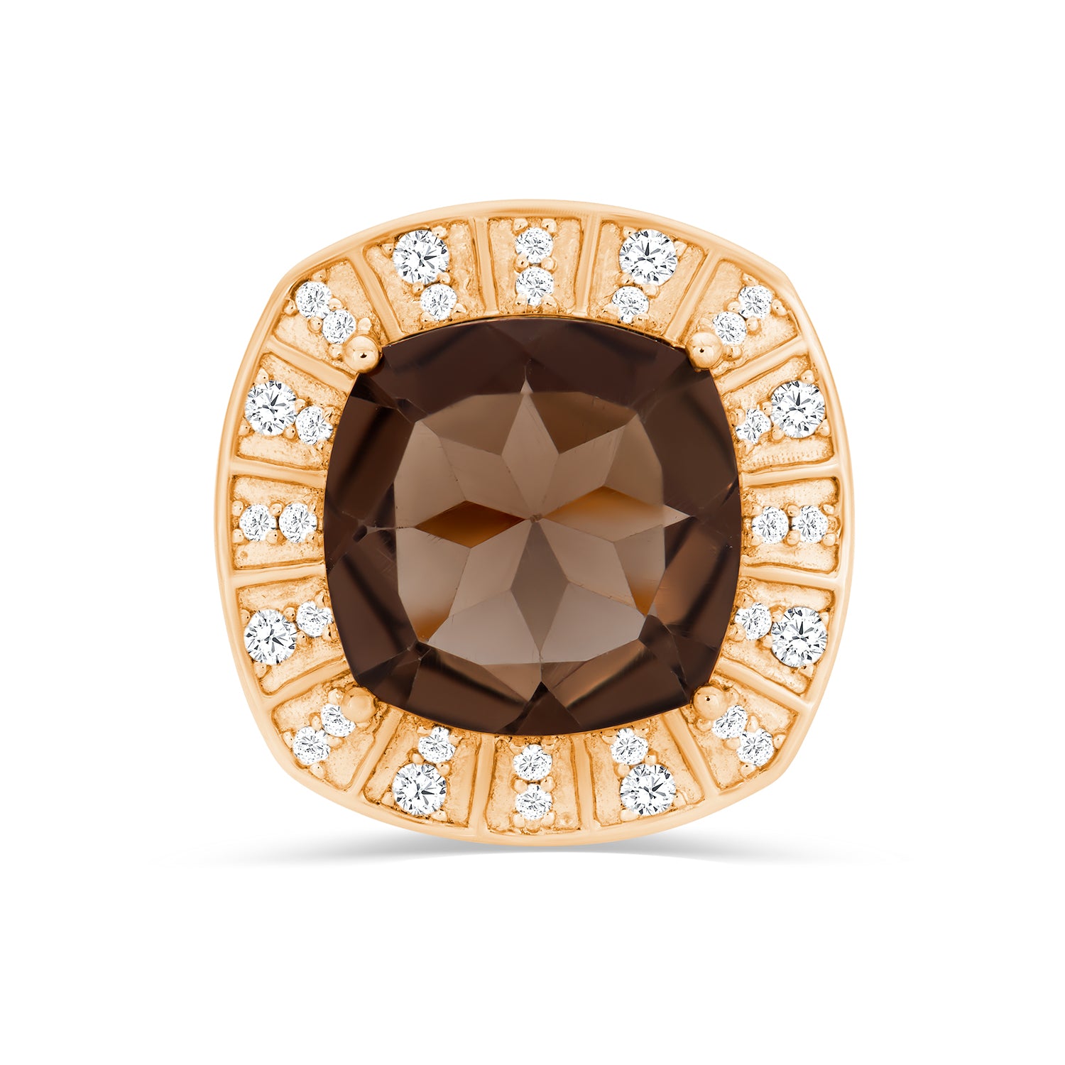 Smoky Quartz Square Diamond Ring