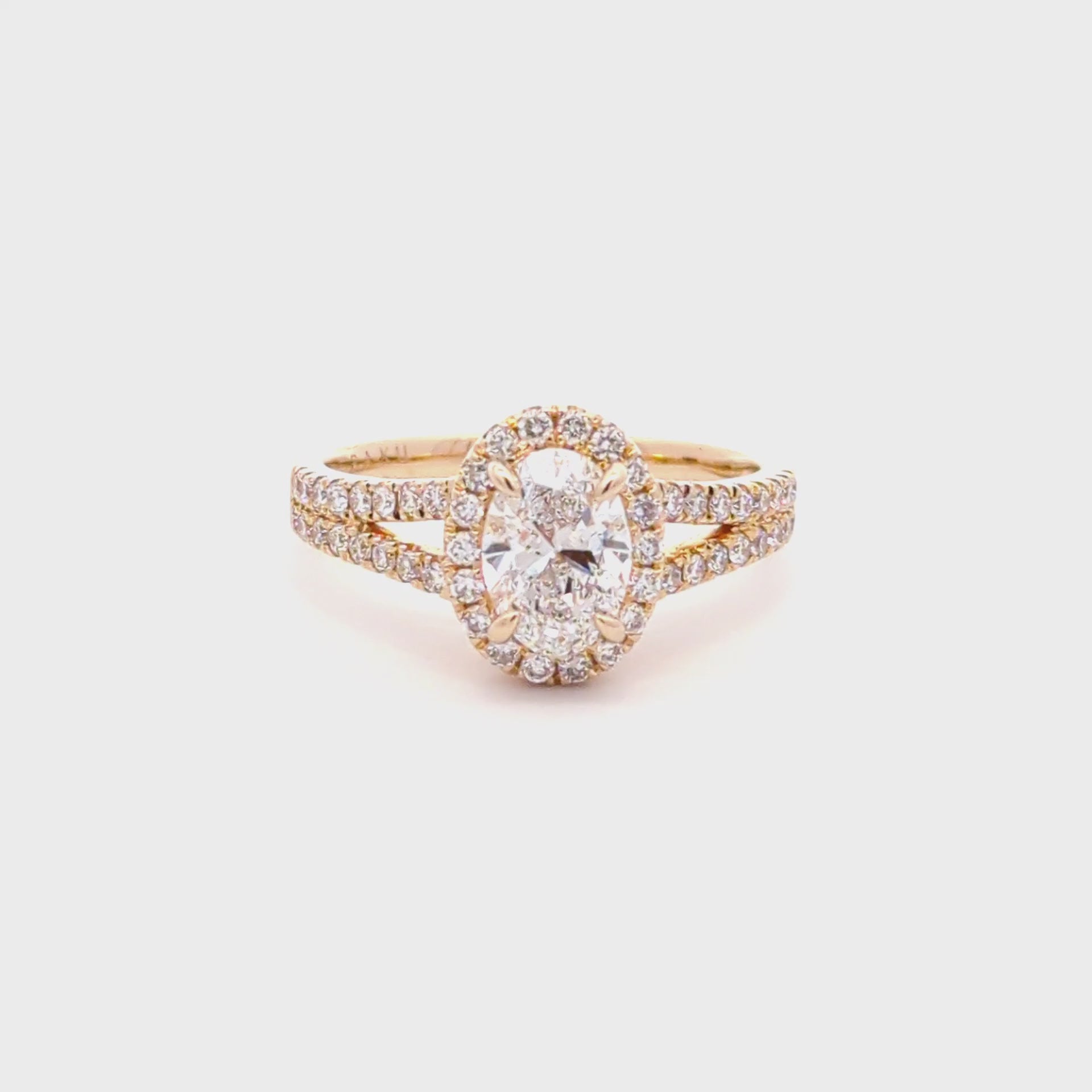 Lab Grown Oval Halo Diamond Engagement Ring
