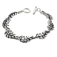 Mexican Silver Oxidised Leaf Link Bracelet