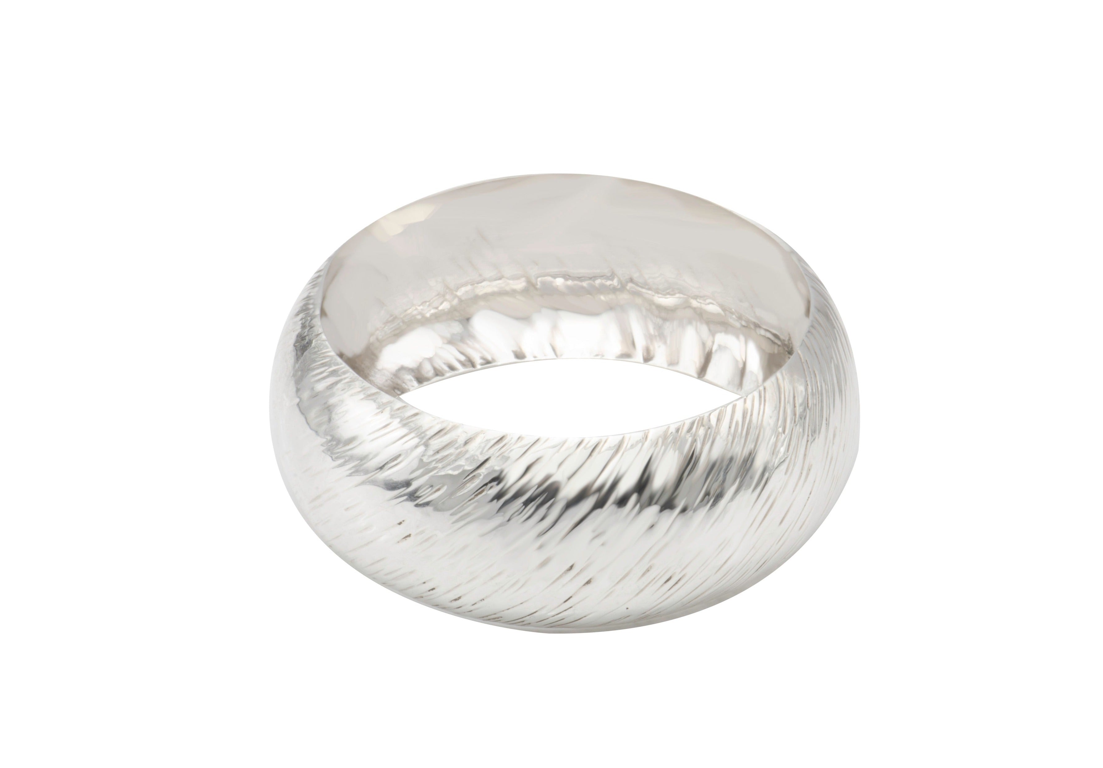 Mexican Silver Dome Wide Line Bangle