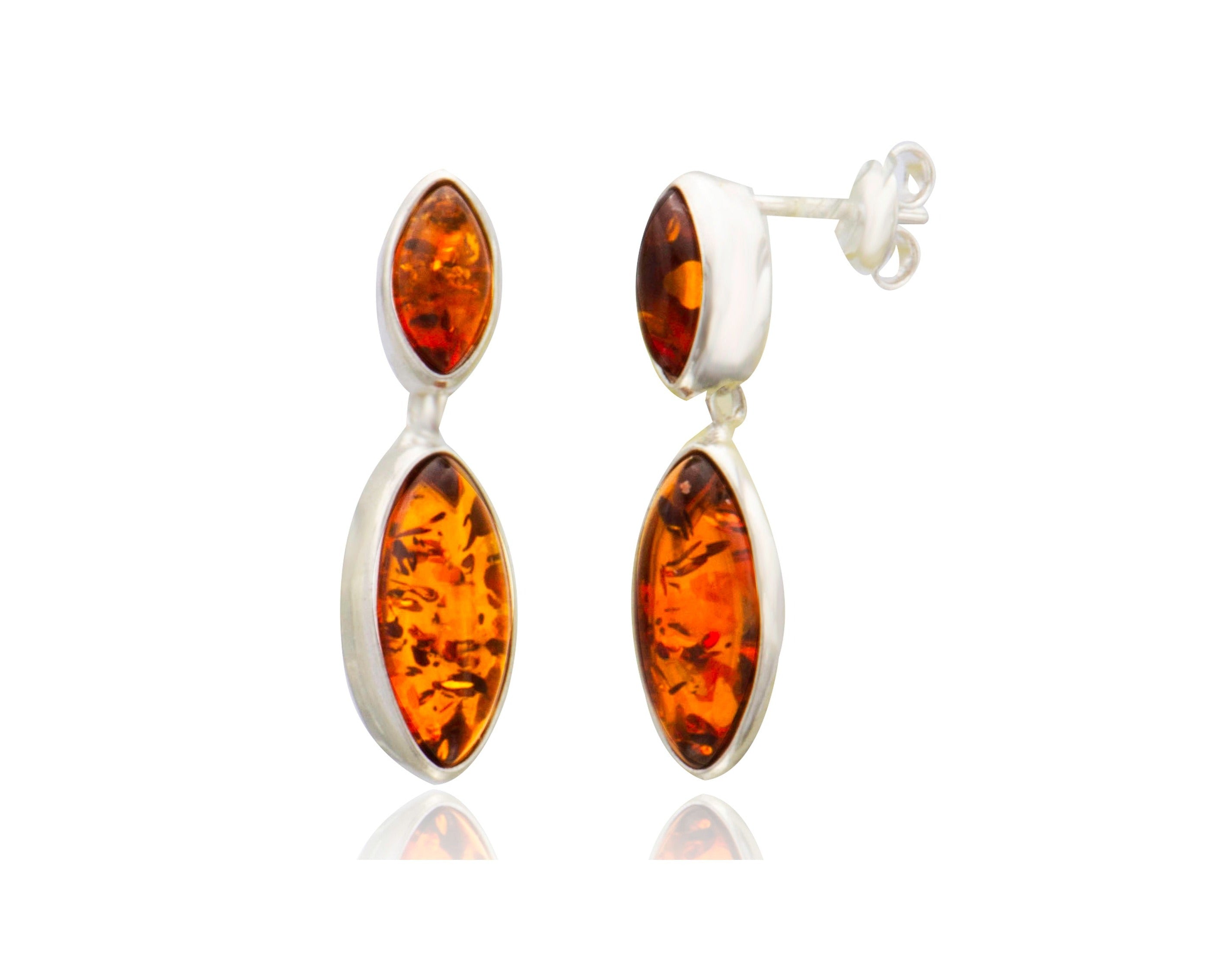 Amber Marquise Post Earrings