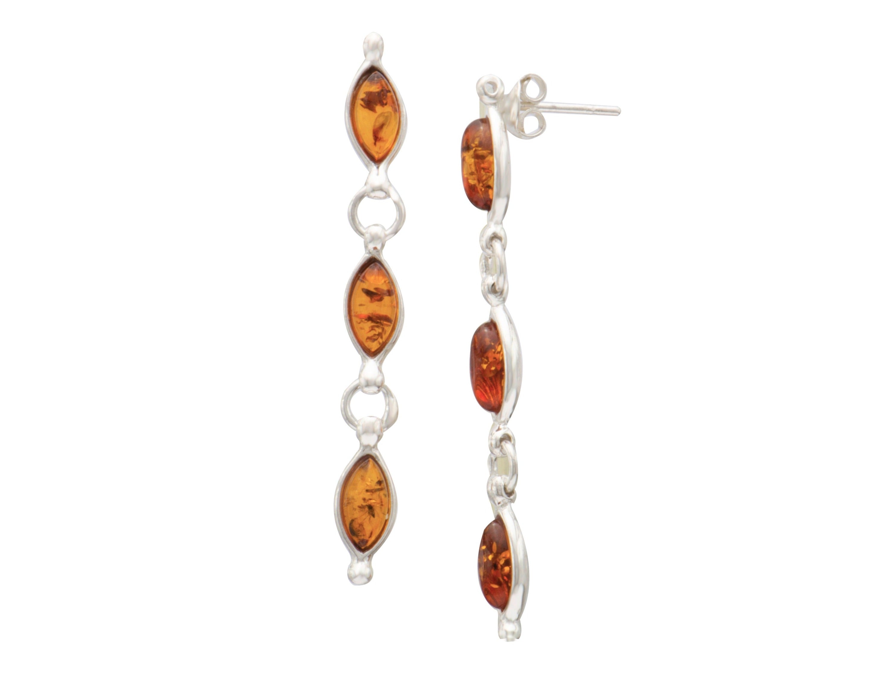 Amber Marquis Dangle Post Earrings