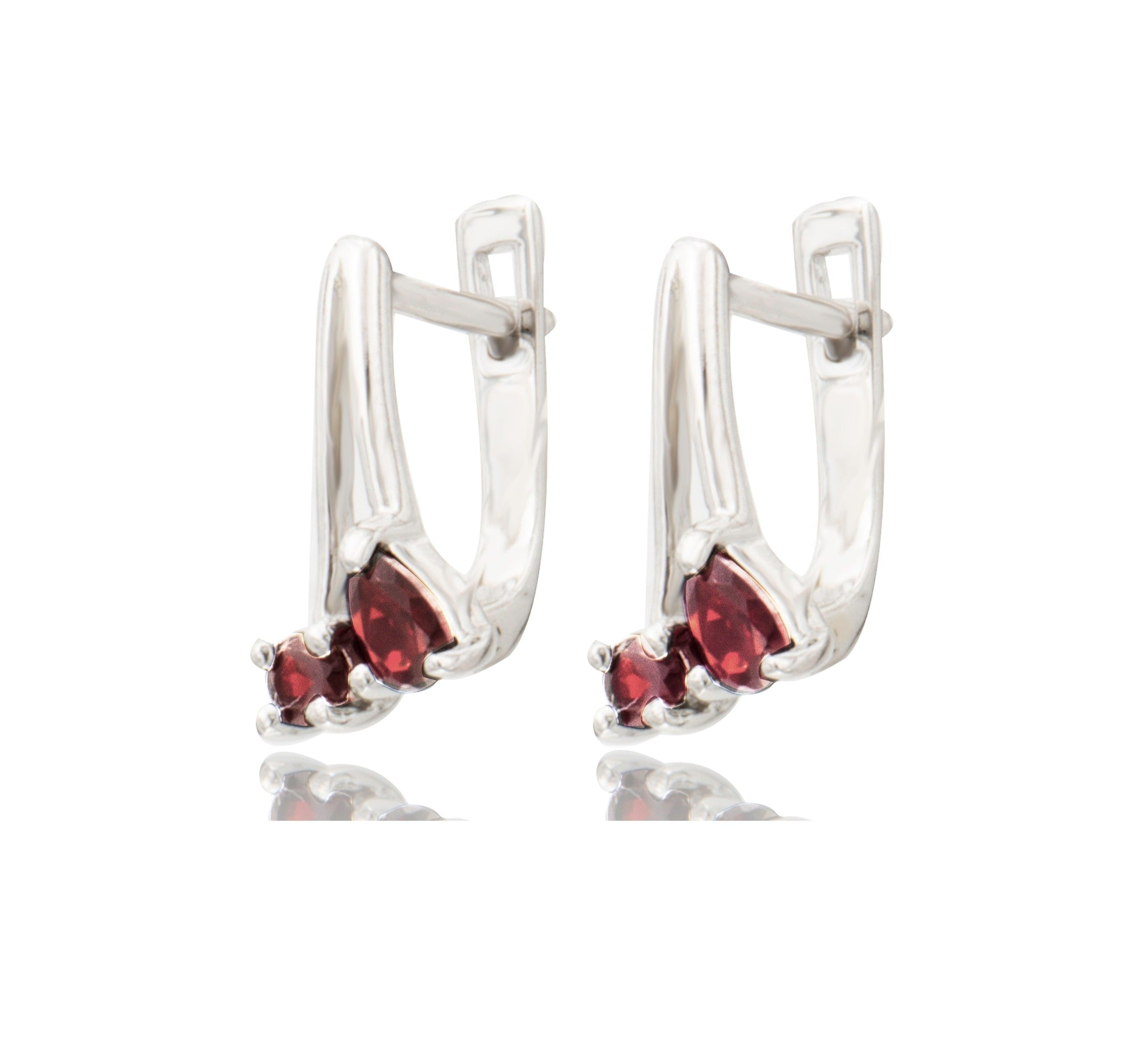 Three Garnet Clasp Earrings