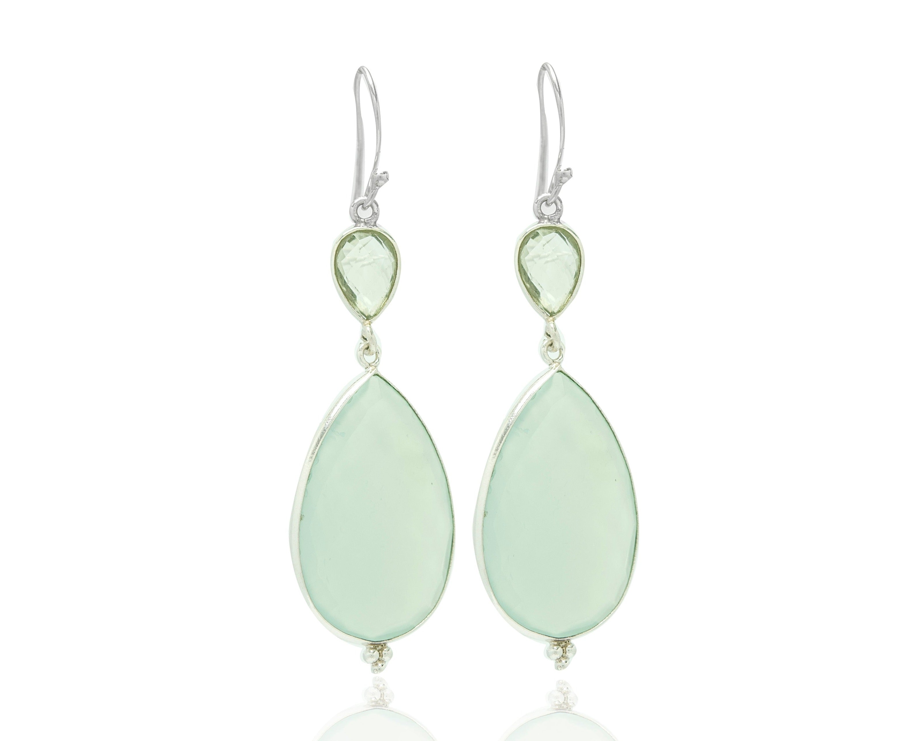 Green Amethyst and Chalcedony Earrings
