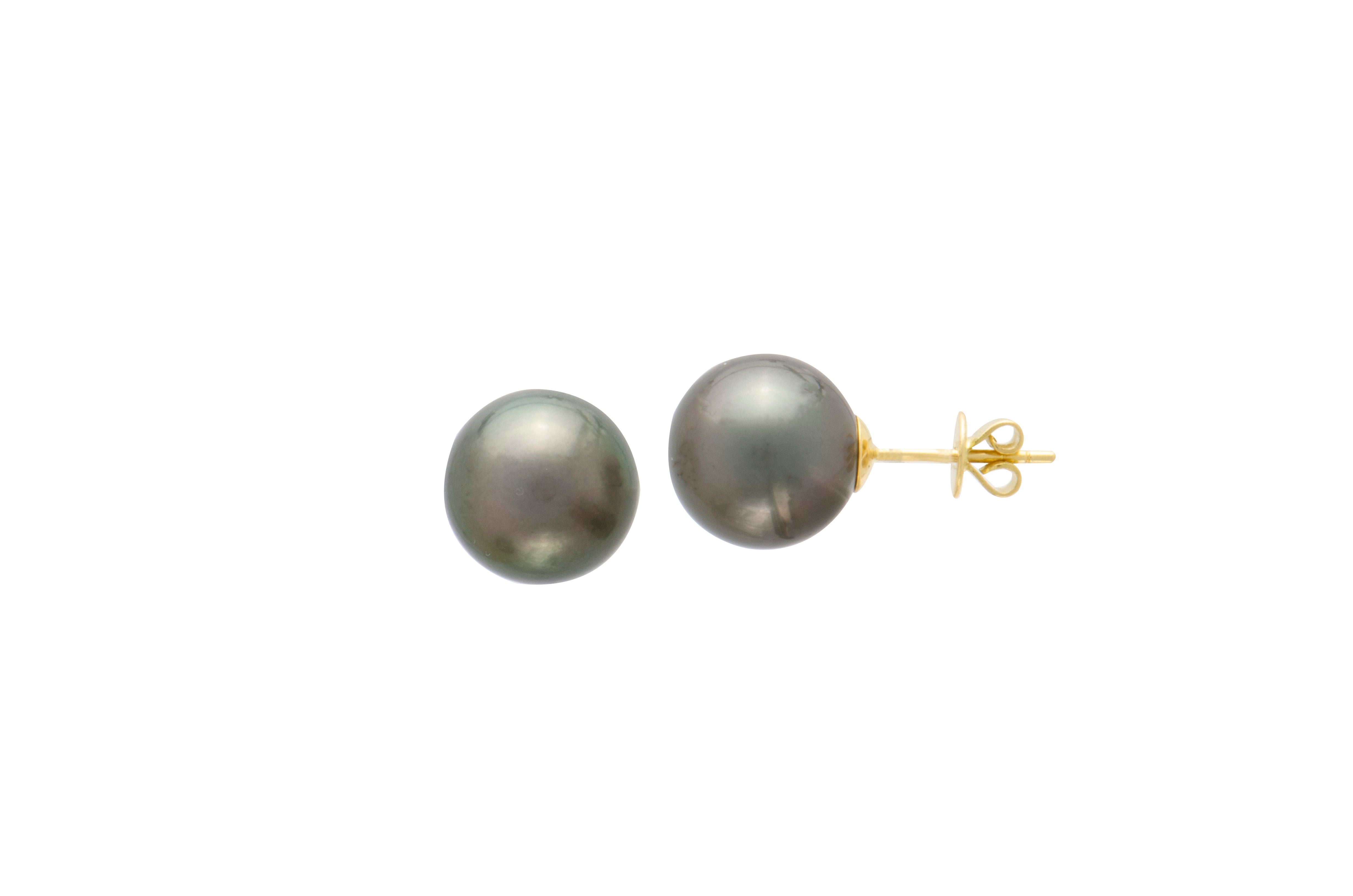 Black Tahitian Pearl Stud Earrings