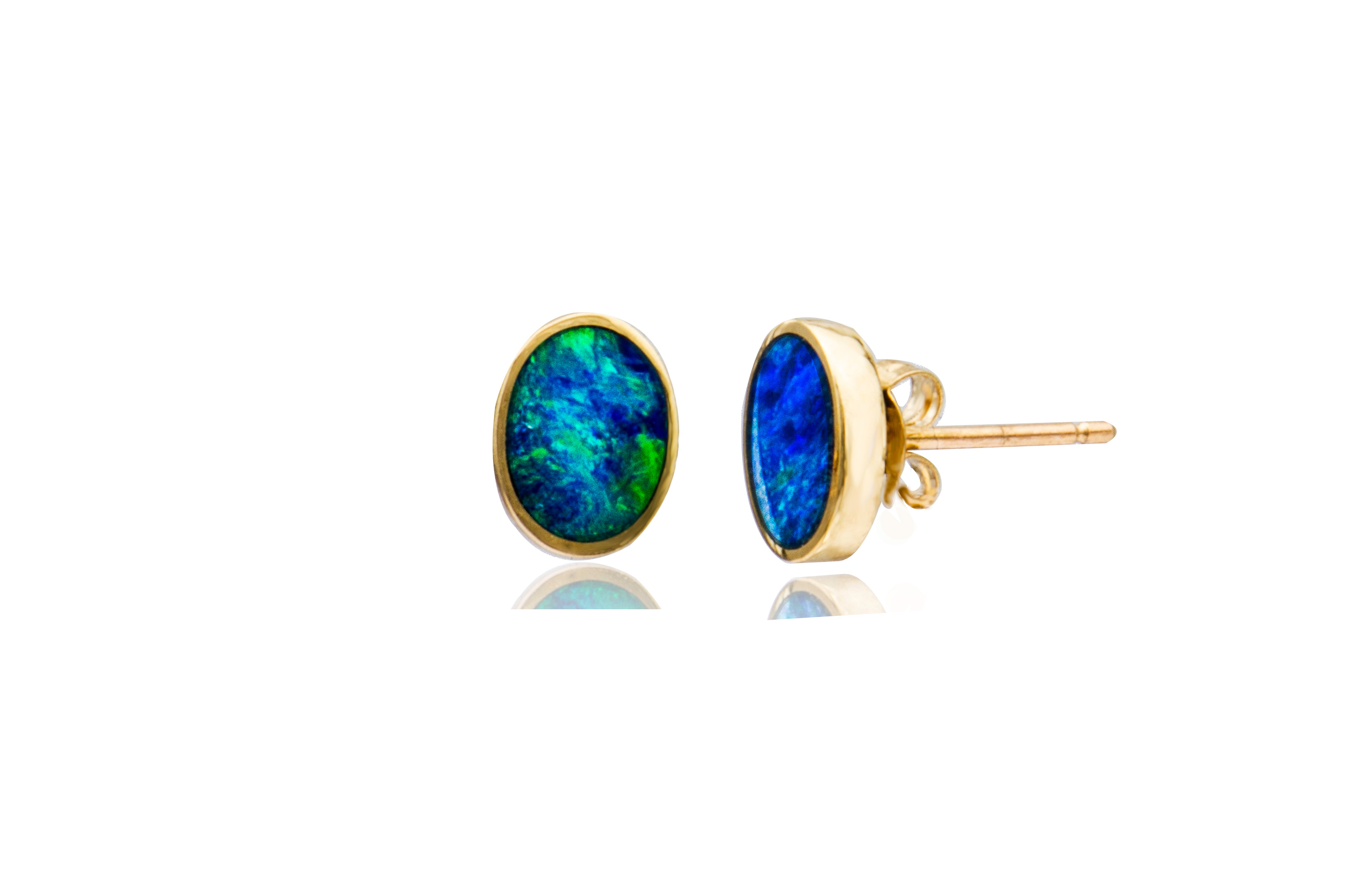 Doublet Opal Oval Stud Earrings