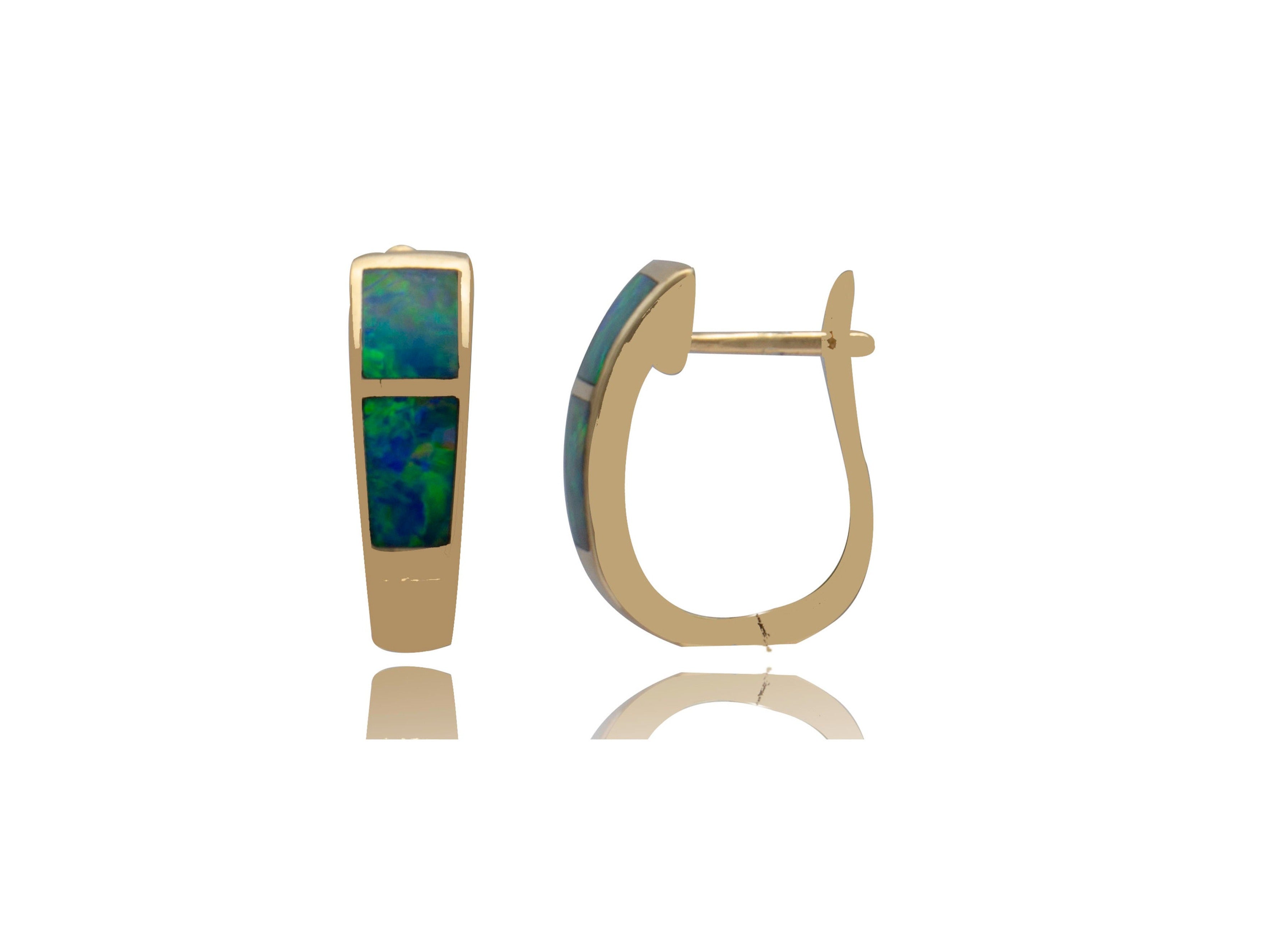Opal Inlay Huggie Earrings