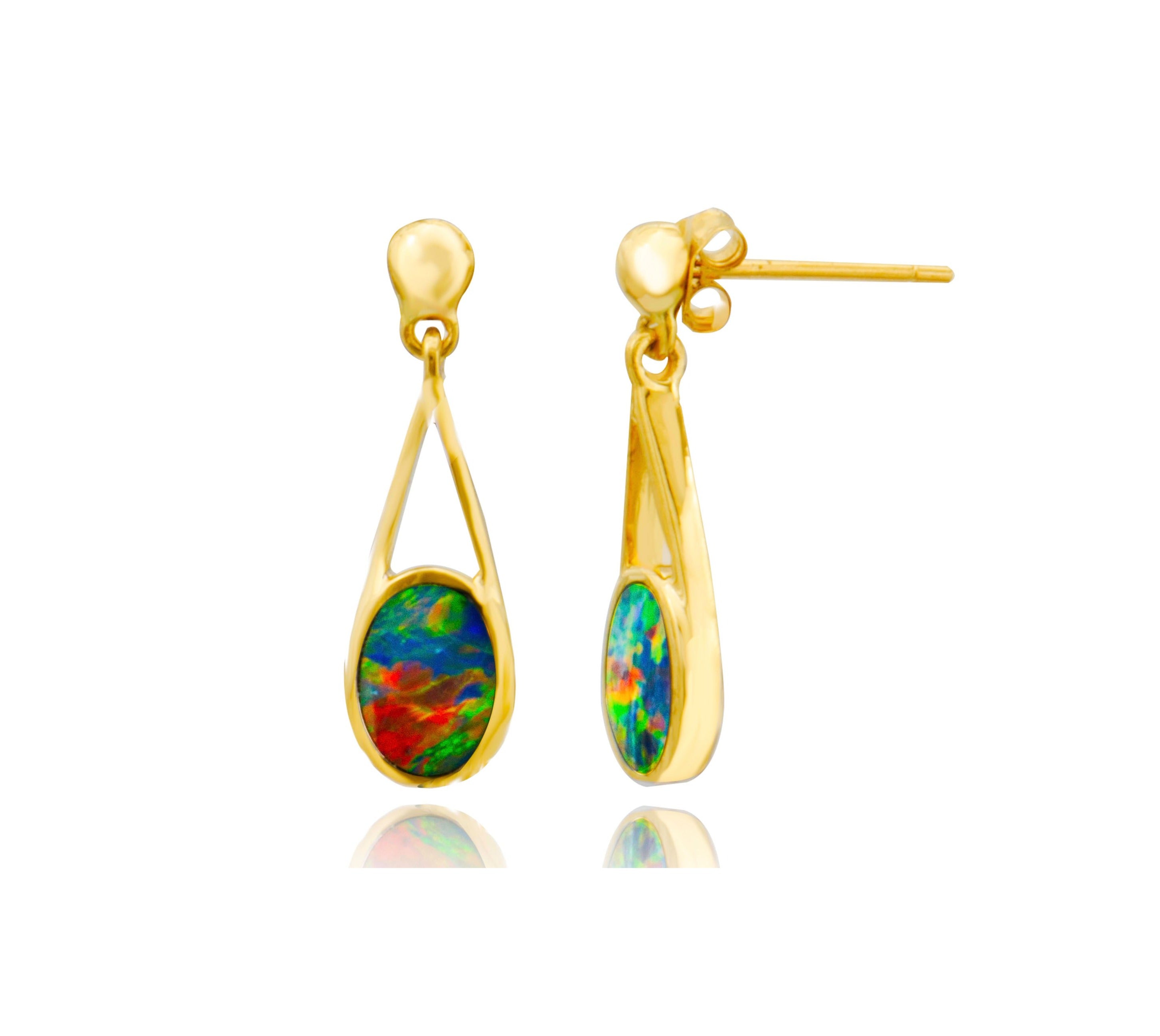 Doublet Opal Post Earrings