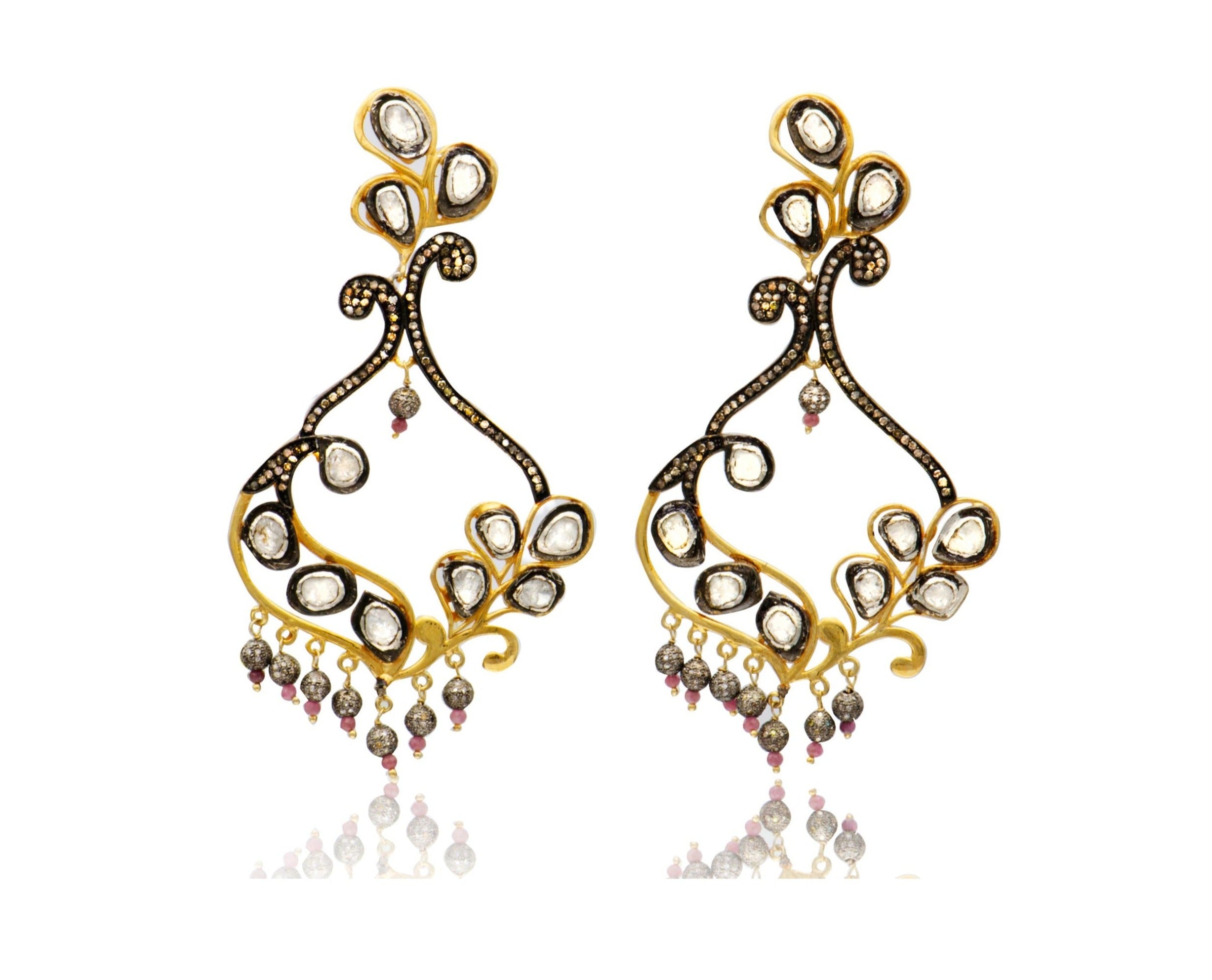 Diamond Polki Chandelier Post Earrings