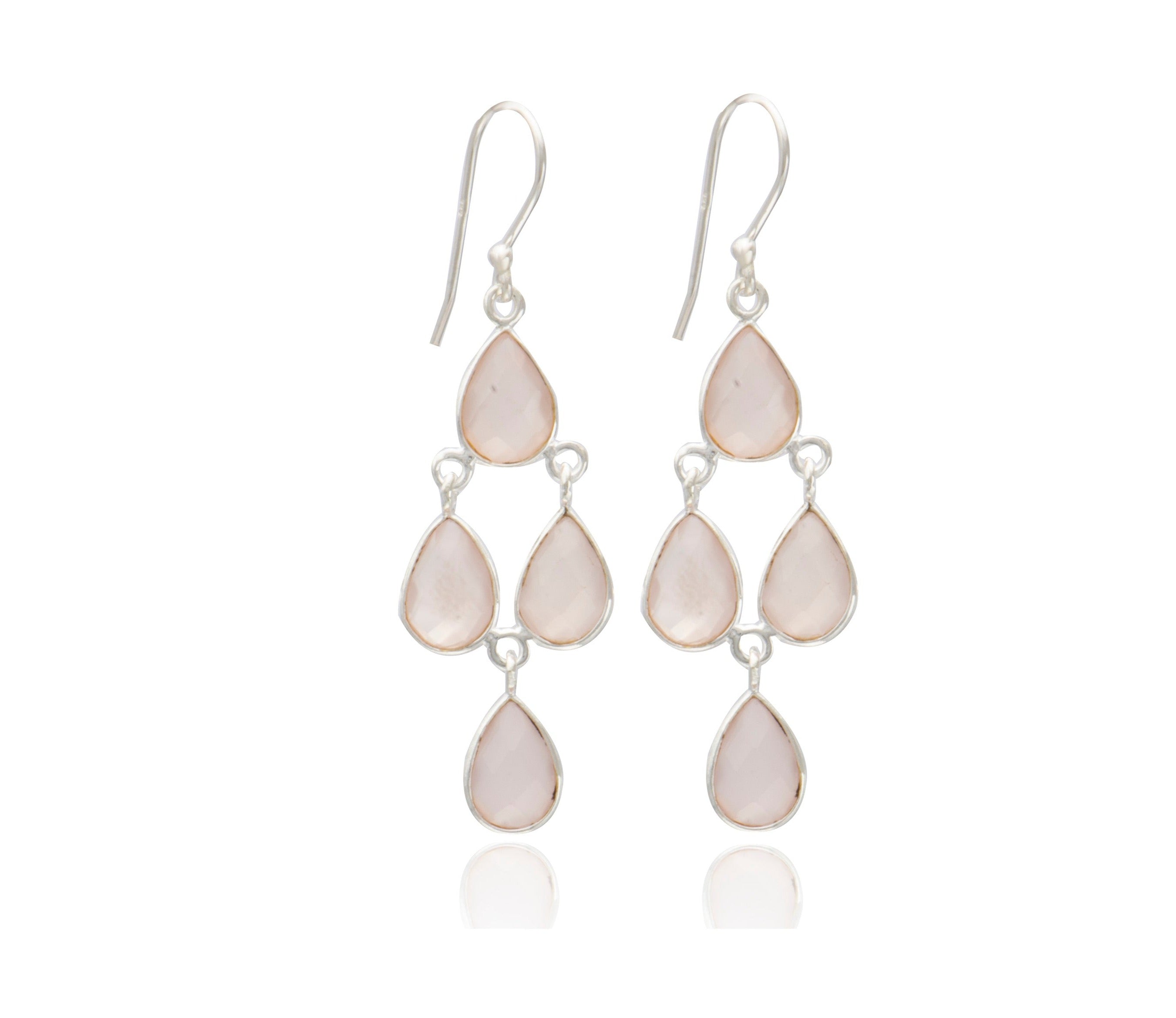 Rose Quartz Teardrop Chandelier Earrings