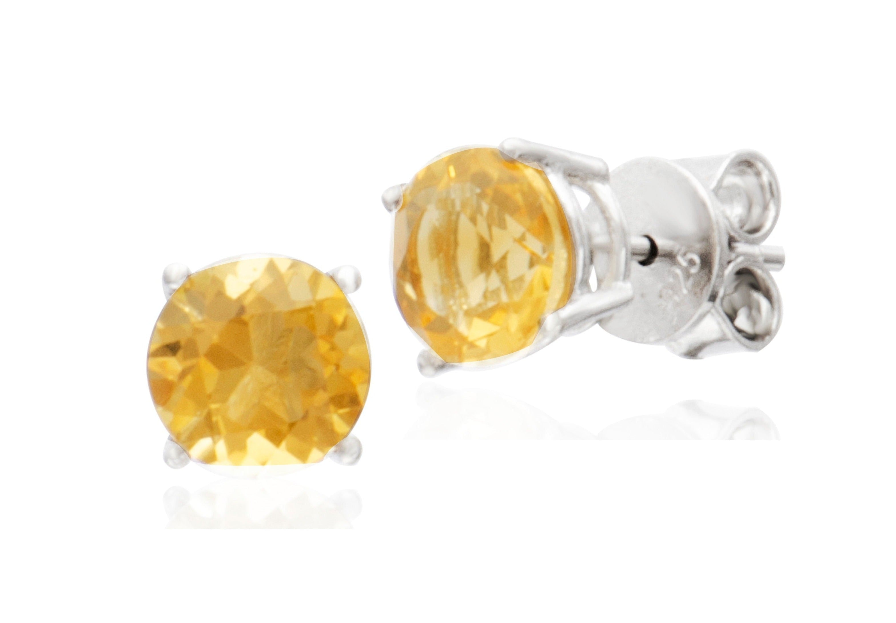 Citrine Round Stud Earrings