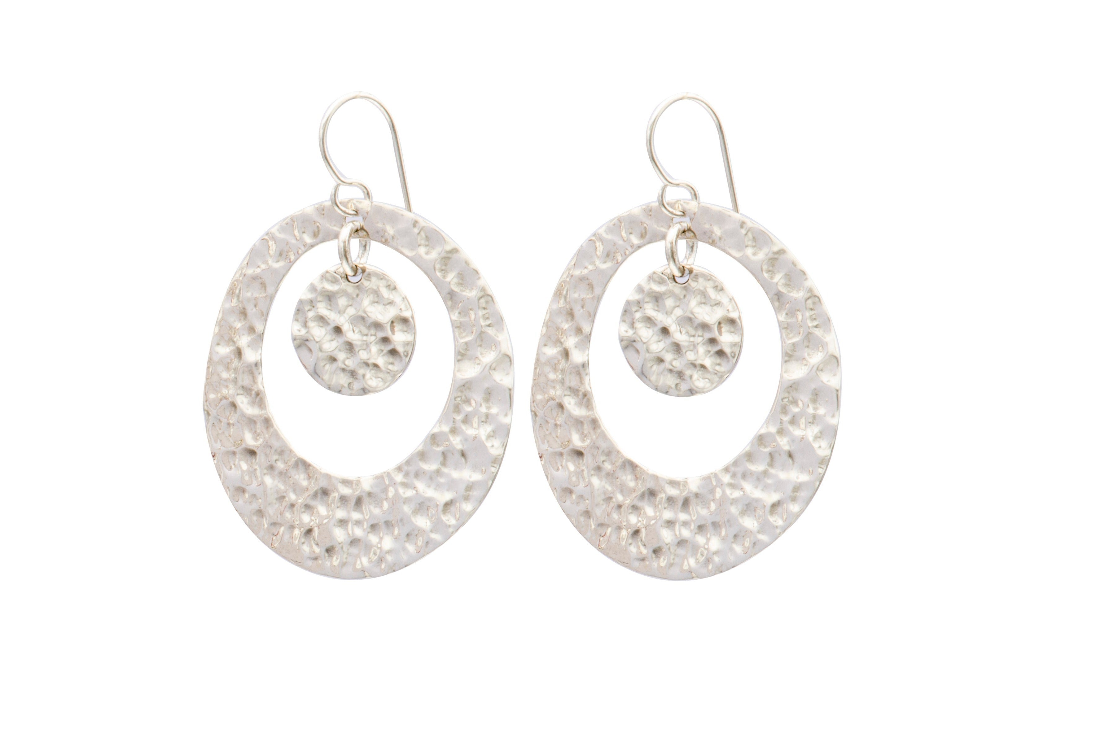 Doubled Hammered Open Disc Earrings