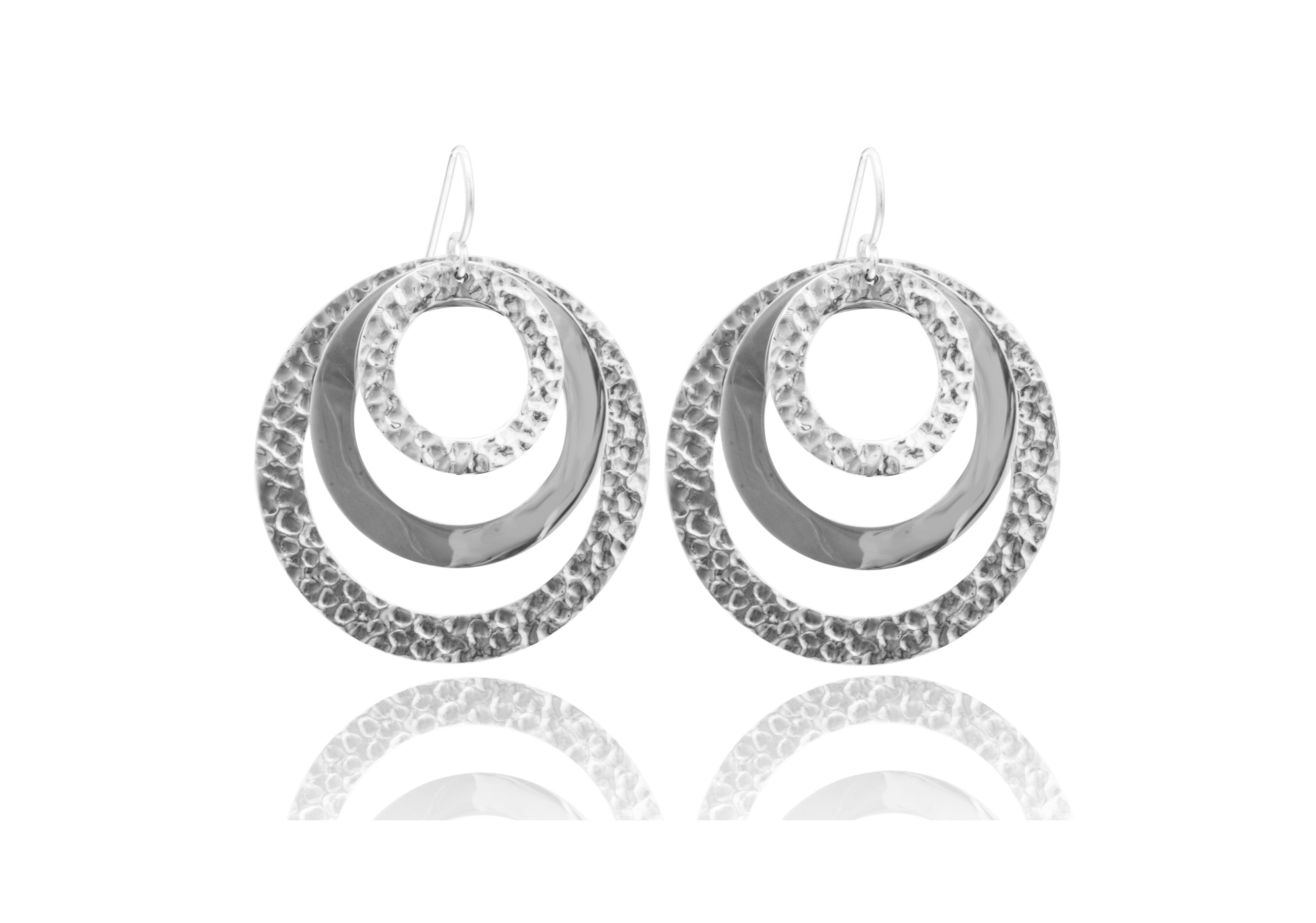 Triple Handmade Open Disc Earrings