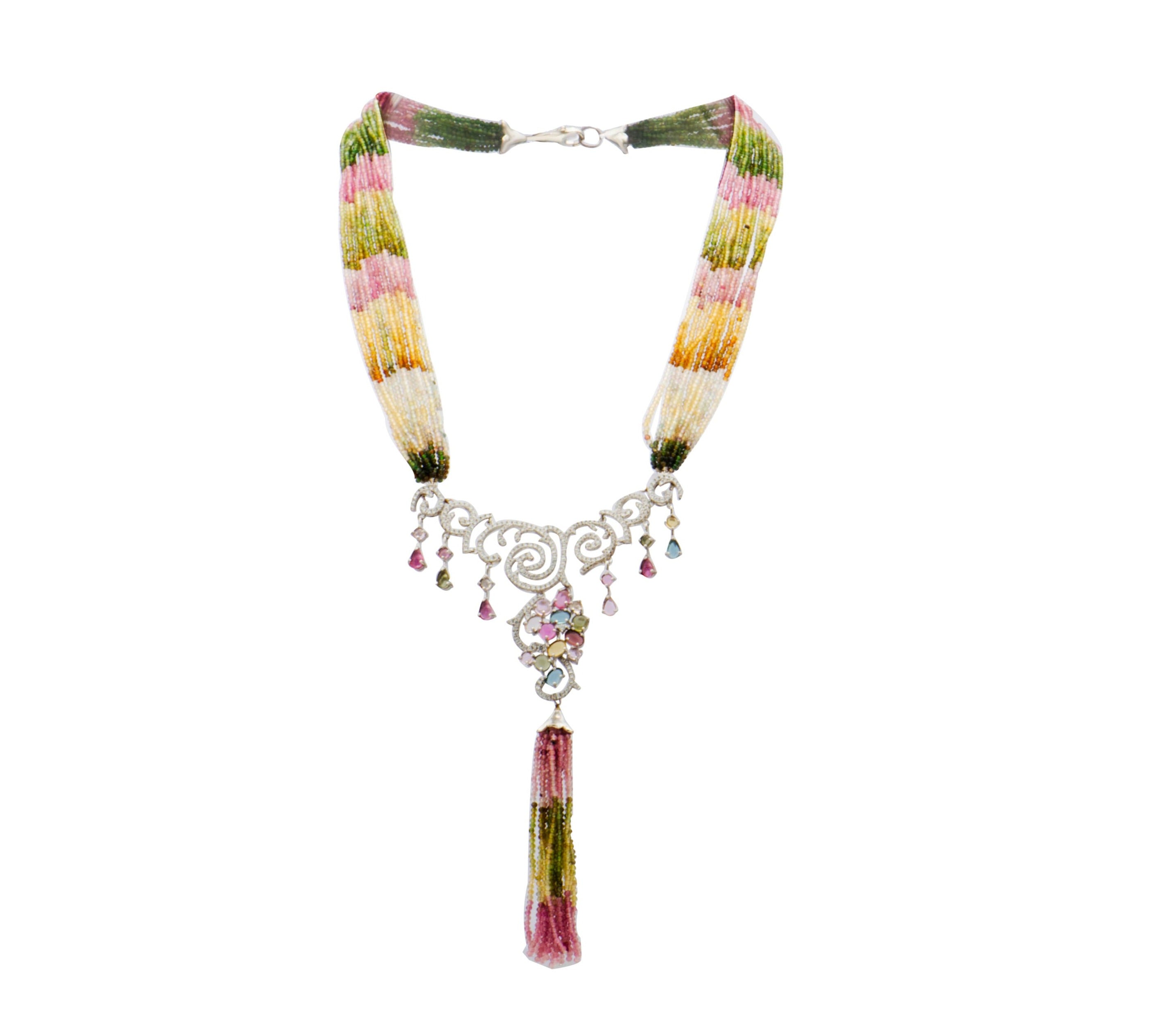 Tourmaline 12 String Tassel Necklace