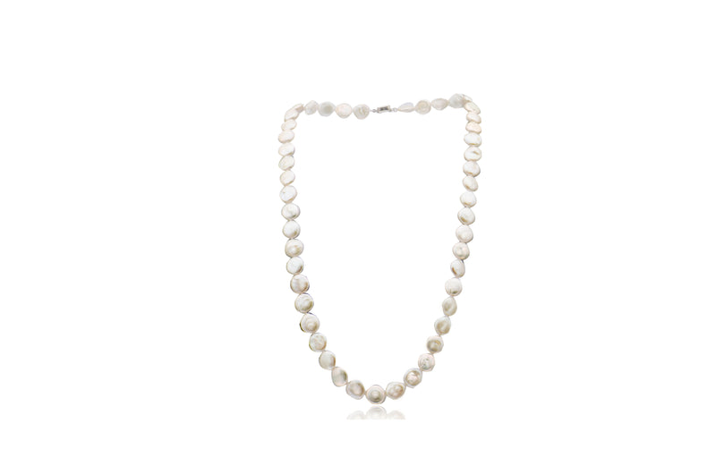 White Freshwater Pearl Coin Necklace
