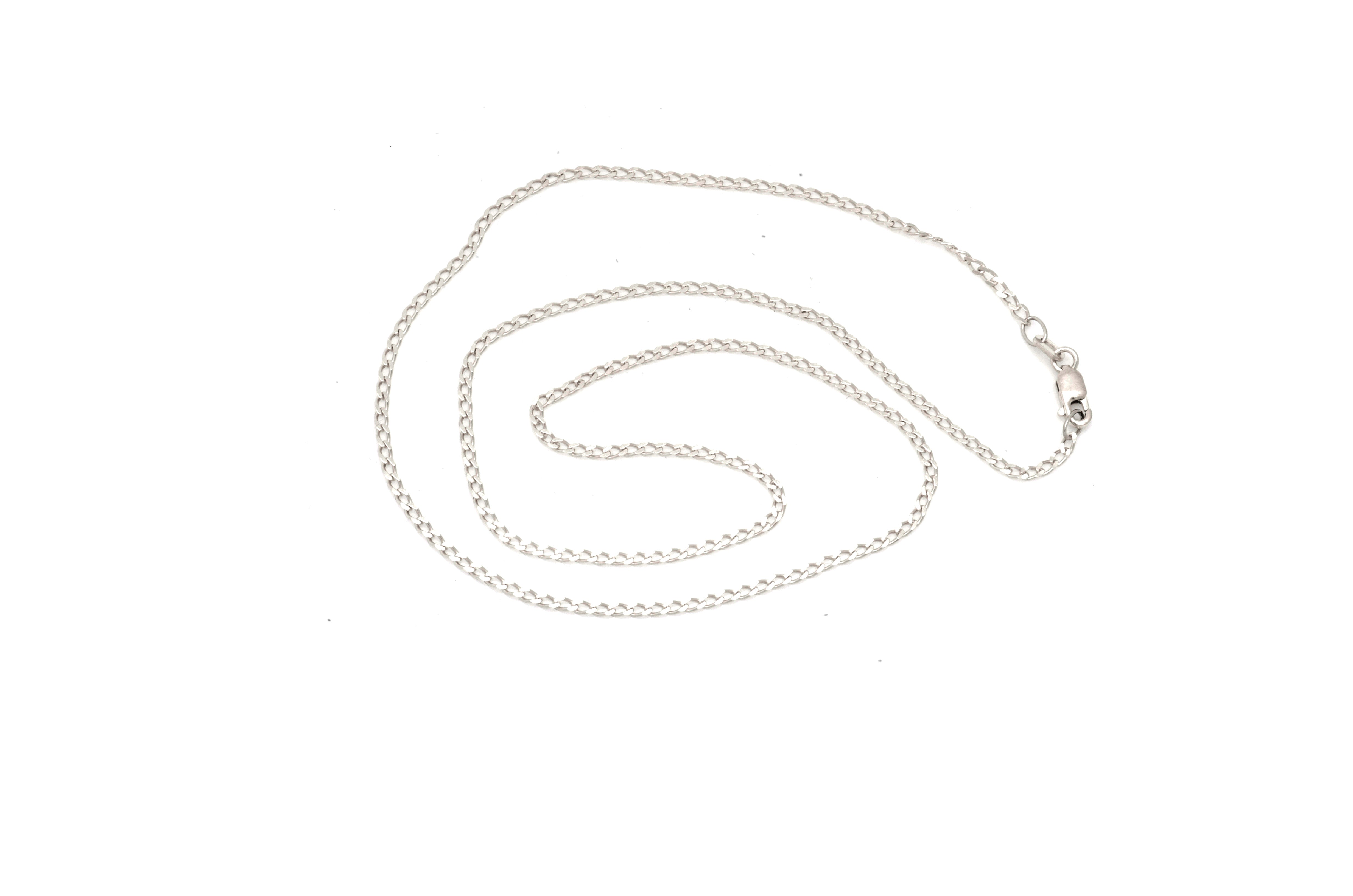 9K White Gold Open Diamond Cut Curb Chain
