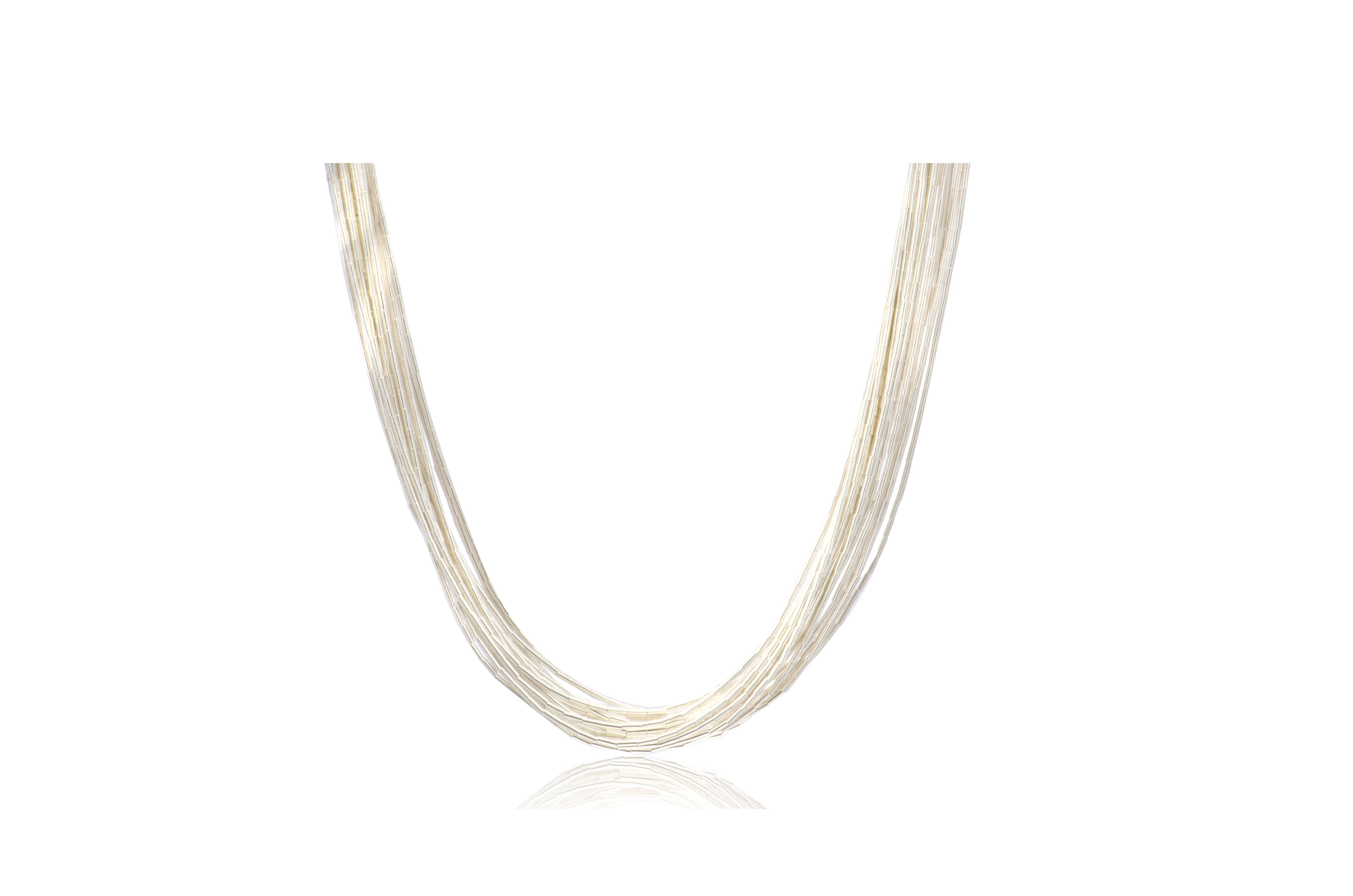 Liquid Silver 20 Strand Necklace